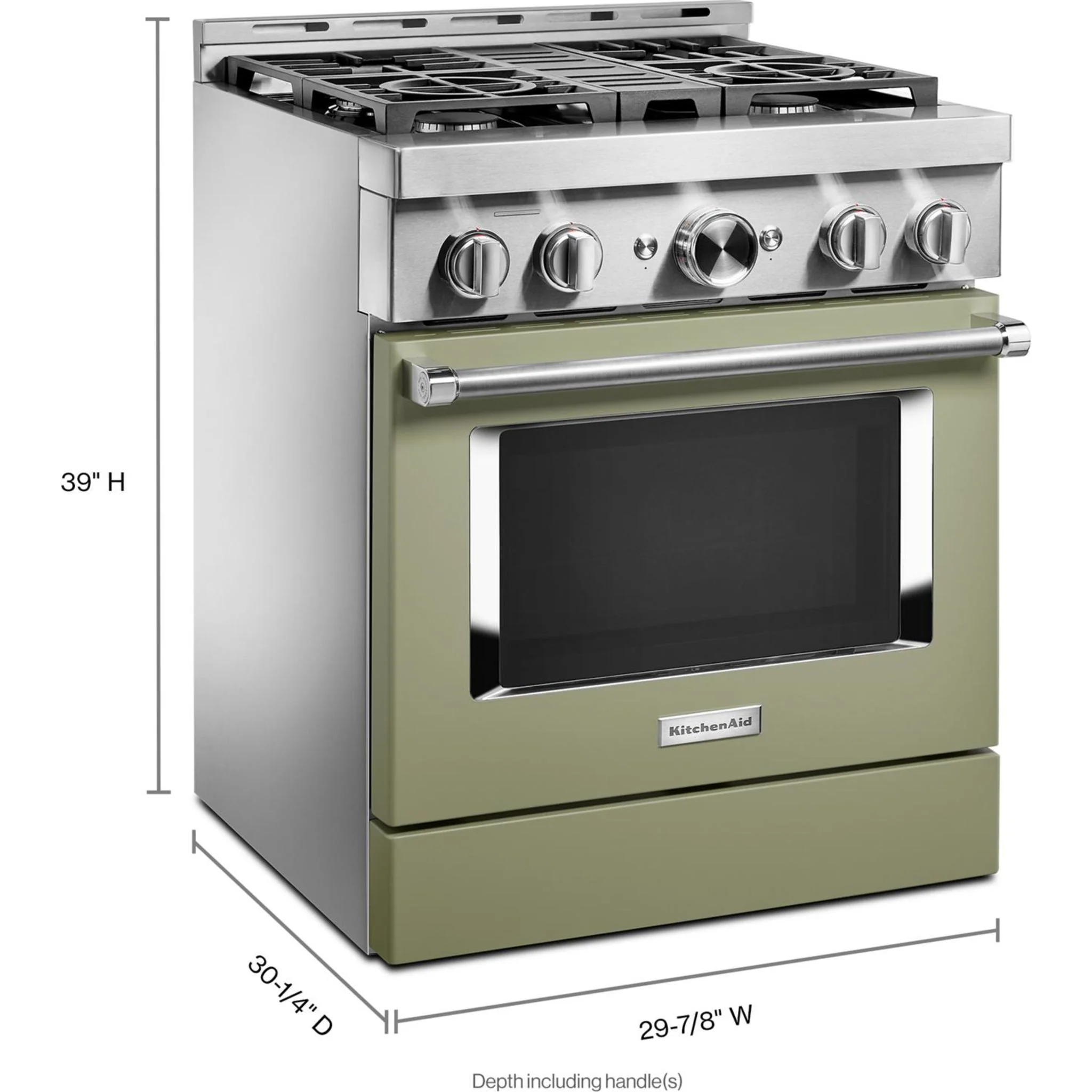 KitchenAid 30'' Smart Commercial-Style Gas Range with 4 Burners - Avocado Cream (KFGC500JAV) - Image 49