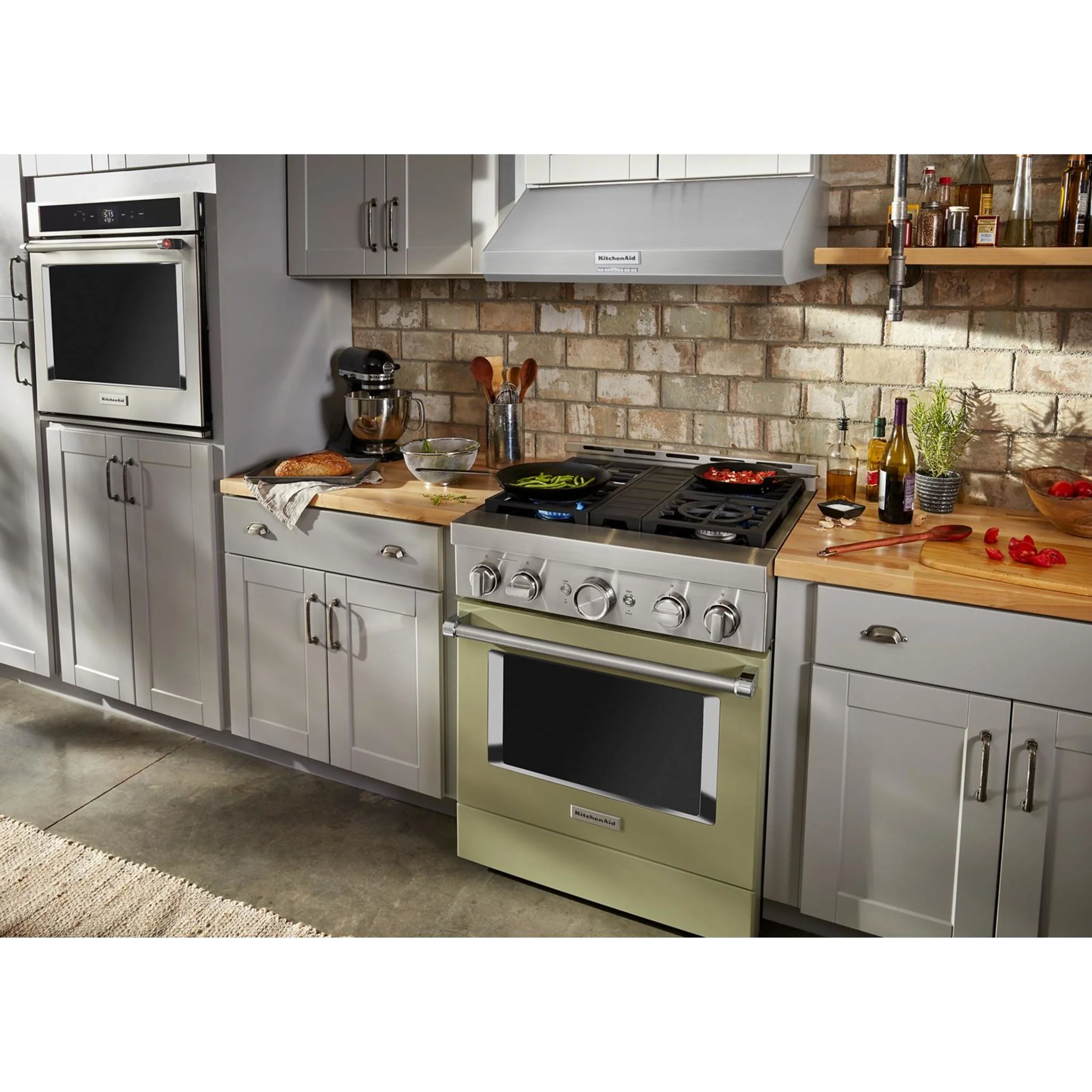 KitchenAid 30'' Smart Commercial-Style Gas Range with 4 Burners - Avocado Cream (KFGC500JAV) - Image 52