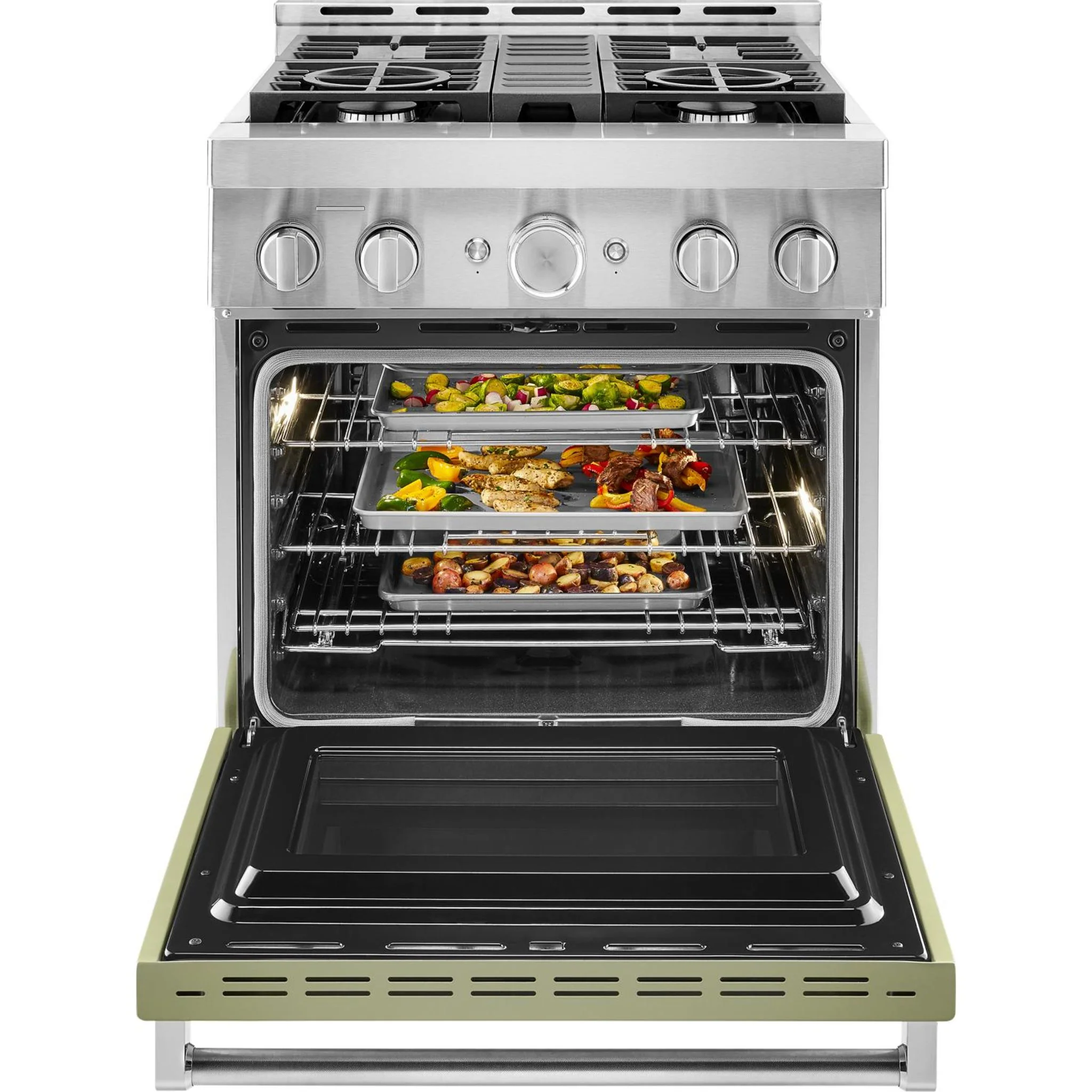 KitchenAid 30'' Smart Commercial-Style Gas Range with 4 Burners - Avocado Cream (KFGC500JAV) - Image 9