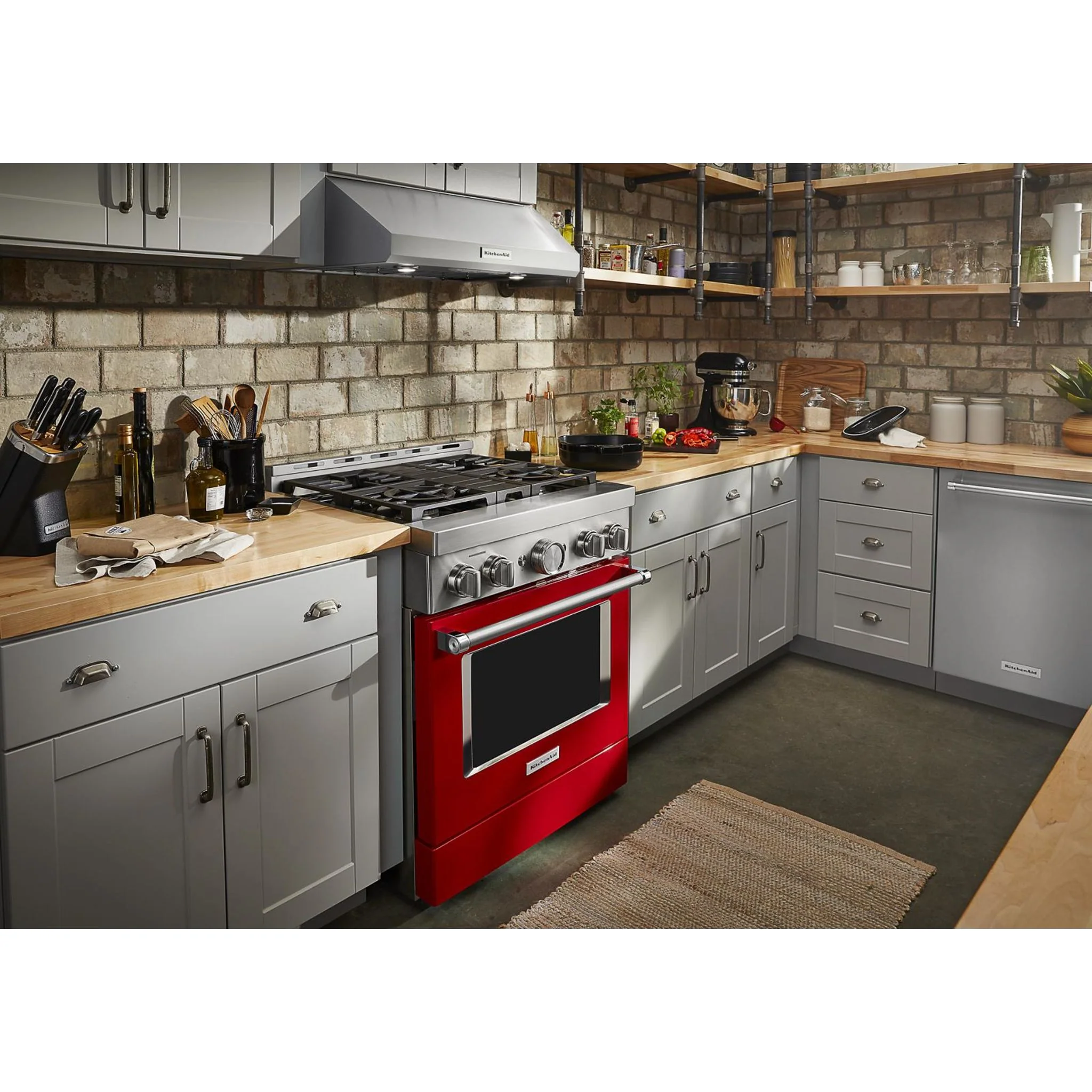 KitchenAid 30'' Smart Commercial-Style Gas Range with 4 Burners - Passion Red (KFGC500JPA) - Image 10