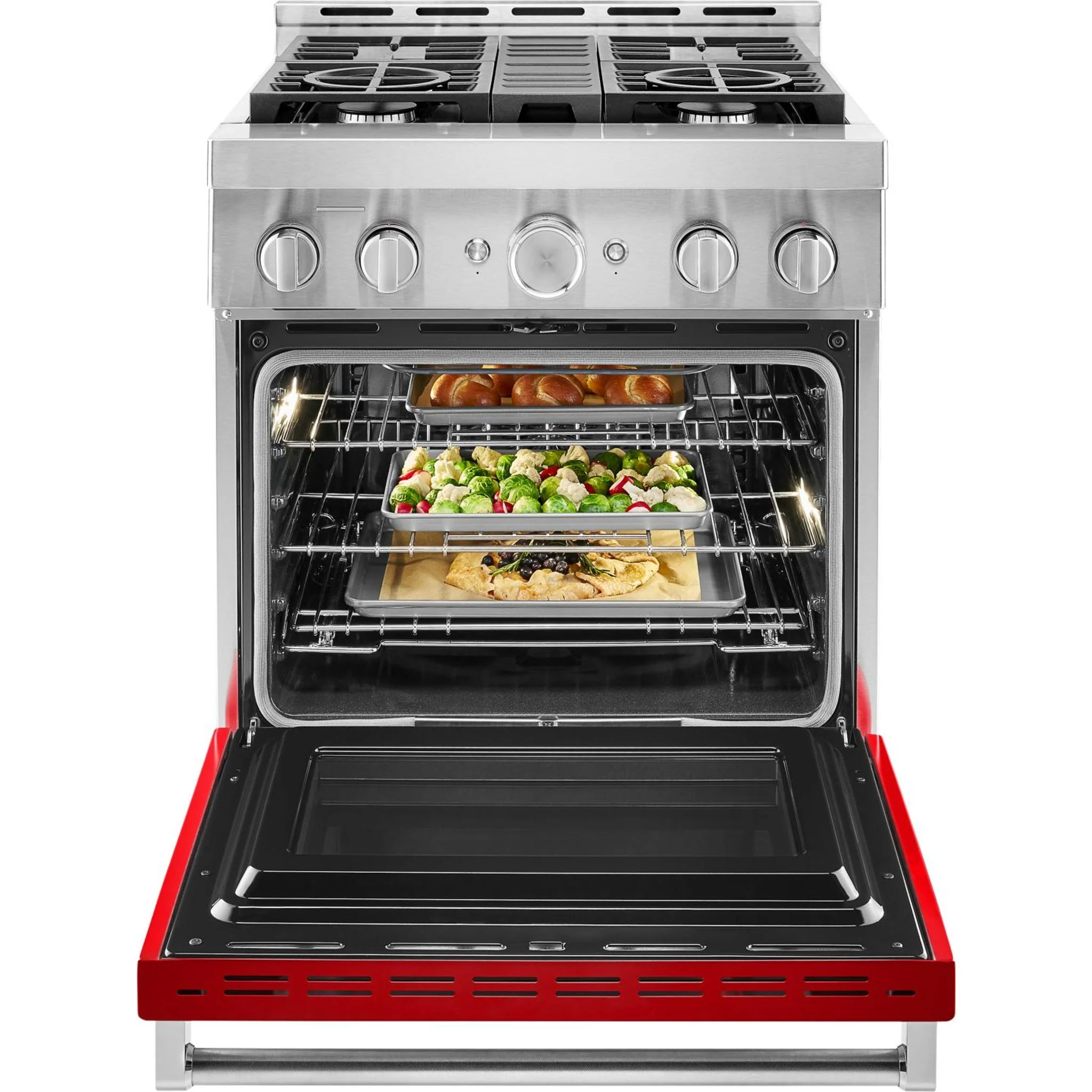 KitchenAid 30'' Smart Commercial-Style Gas Range with 4 Burners - Passion Red (KFGC500JPA) - Image 12