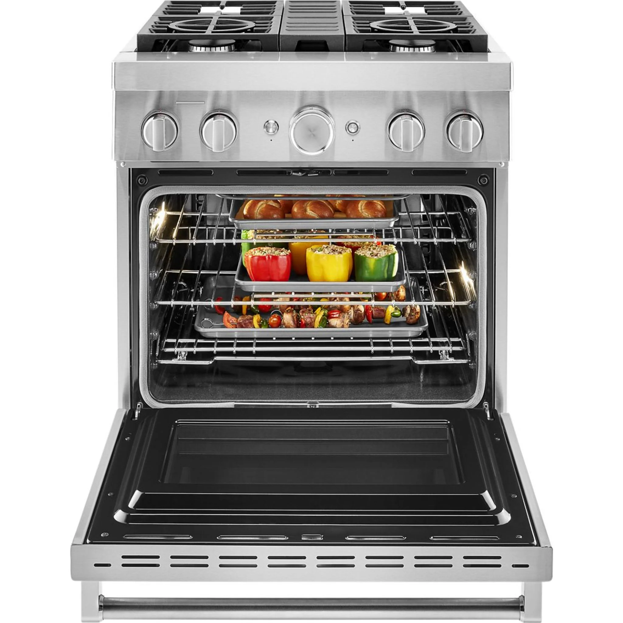 KitchenAid 30'' Smart Commercial-Style Gas Range with 4 Burners - Passion Red (KFGC500JPA) - Image 35