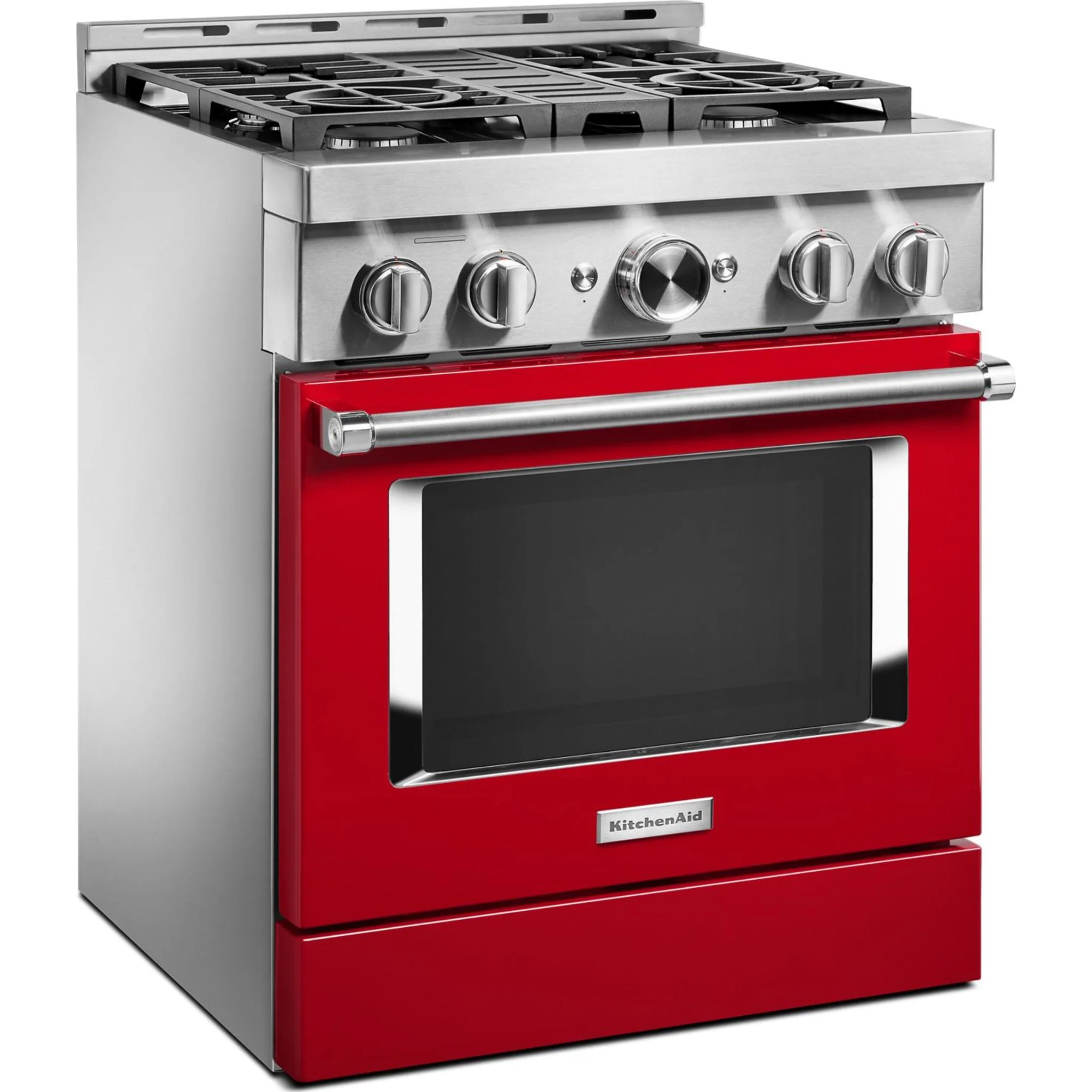 KitchenAid 30'' Smart Commercial-Style Gas Range with 4 Burners - Passion Red (KFGC500JPA) - Image 5