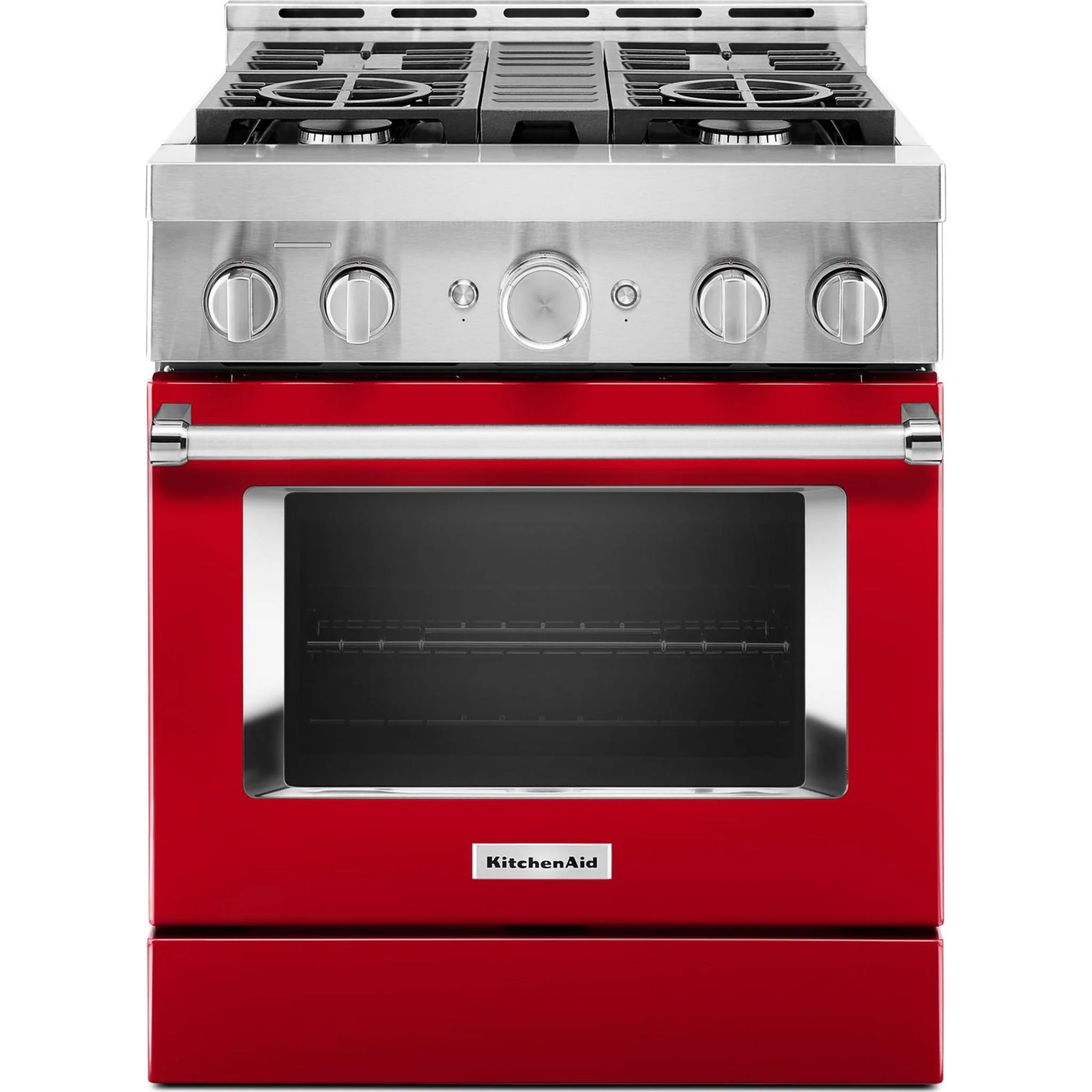 KitchenAid 30'' Smart Commercial-Style Gas Range with 4 Burners - Passion Red (KFGC500JPA) - Image 6