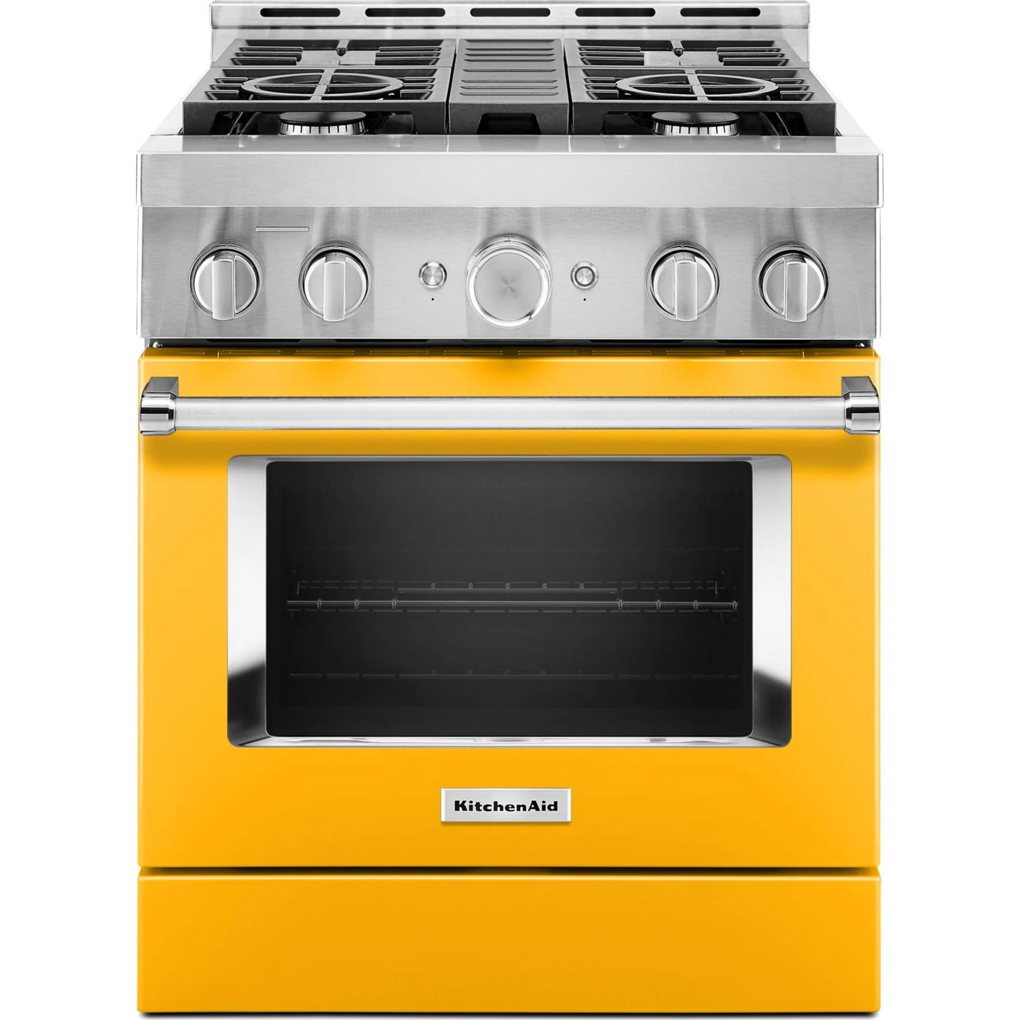 KitchenAid 30'' Smart Commercial-Style Gas Range with 4 Burners - Yellow Pepper (KFGC500JYP) - Image 9