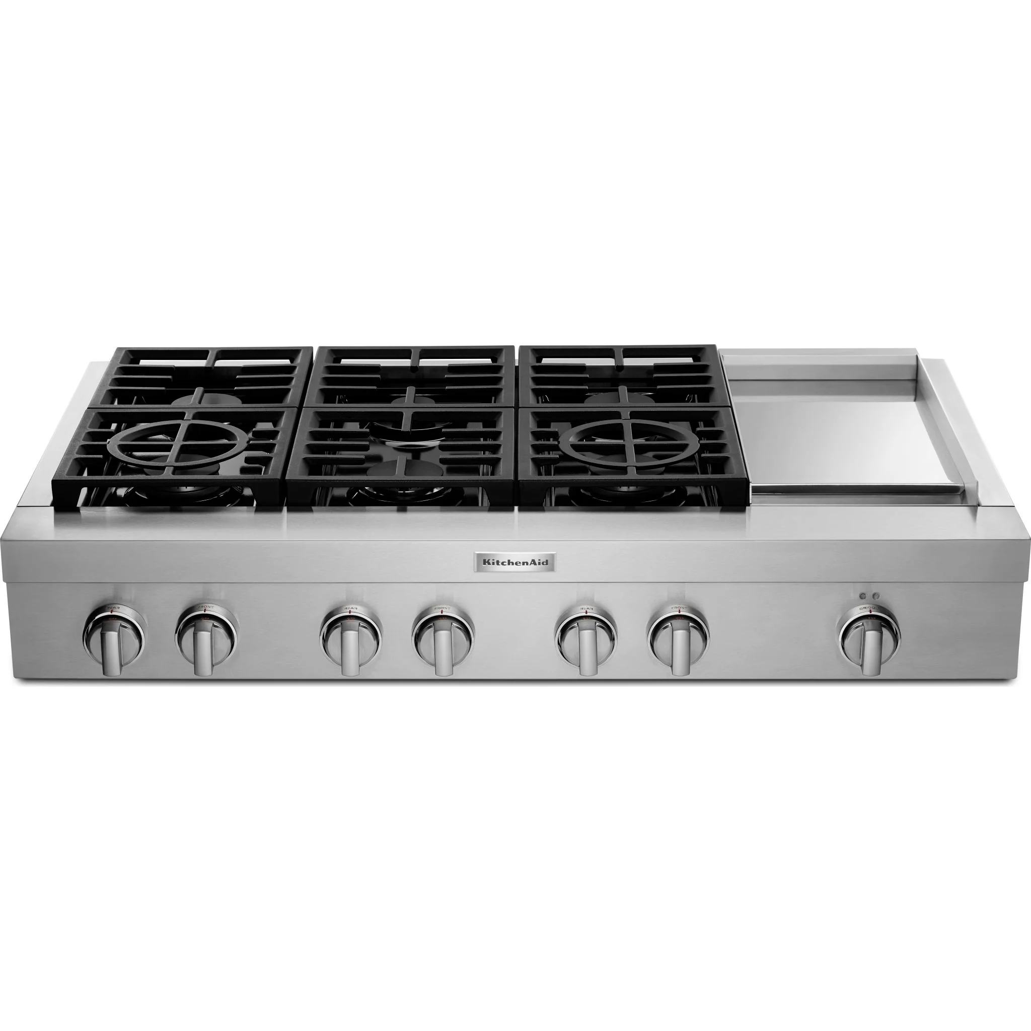 KitchenAid 48'' 6-Burner Commercial-Style Gas Rangetop with Griddle -Stainless Steel (KCGC558JSS)