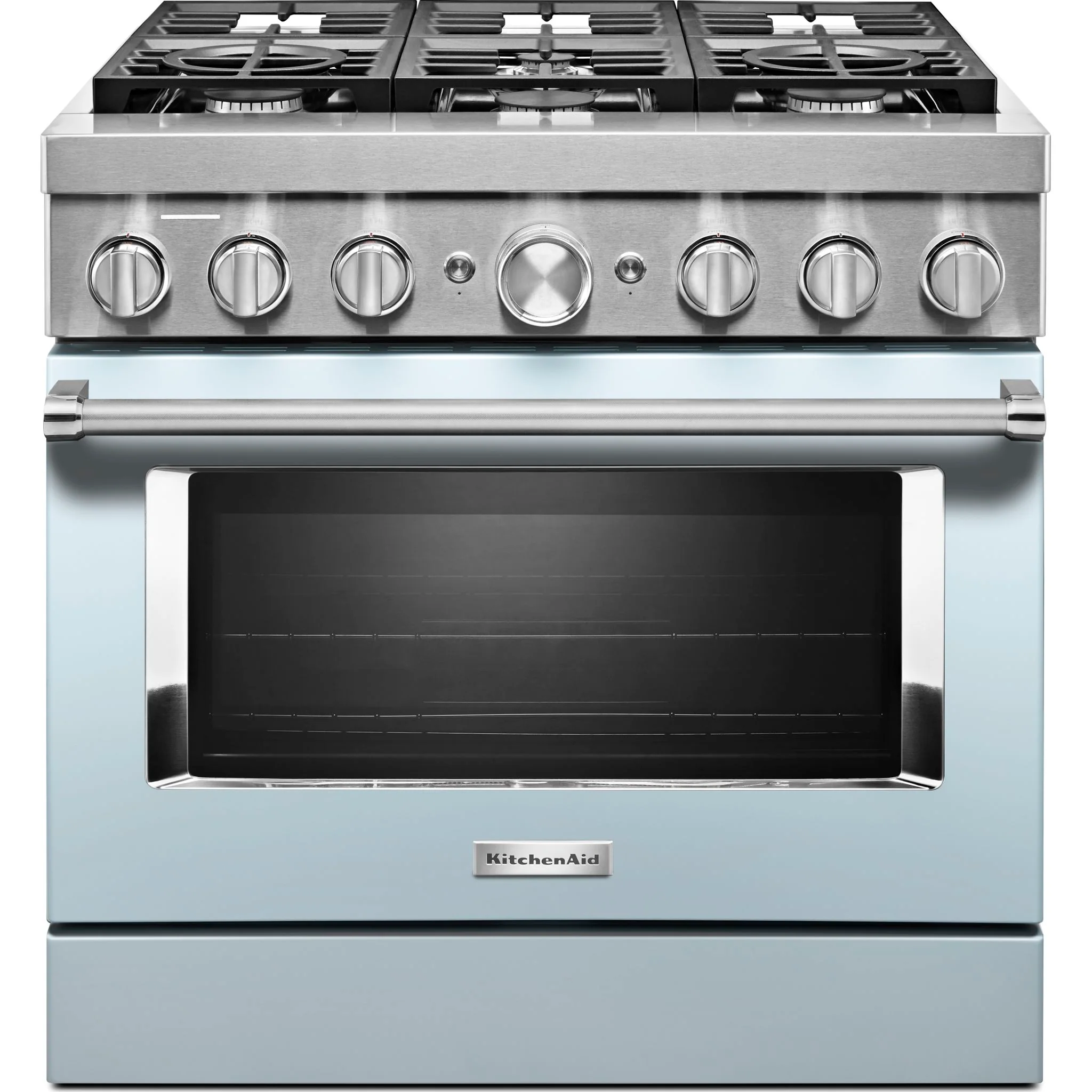 KitchenAid 36'' Smart Commercial-Style Dual Fuel Range with 6 Burners - Misty Blue (KFDC506JMB)