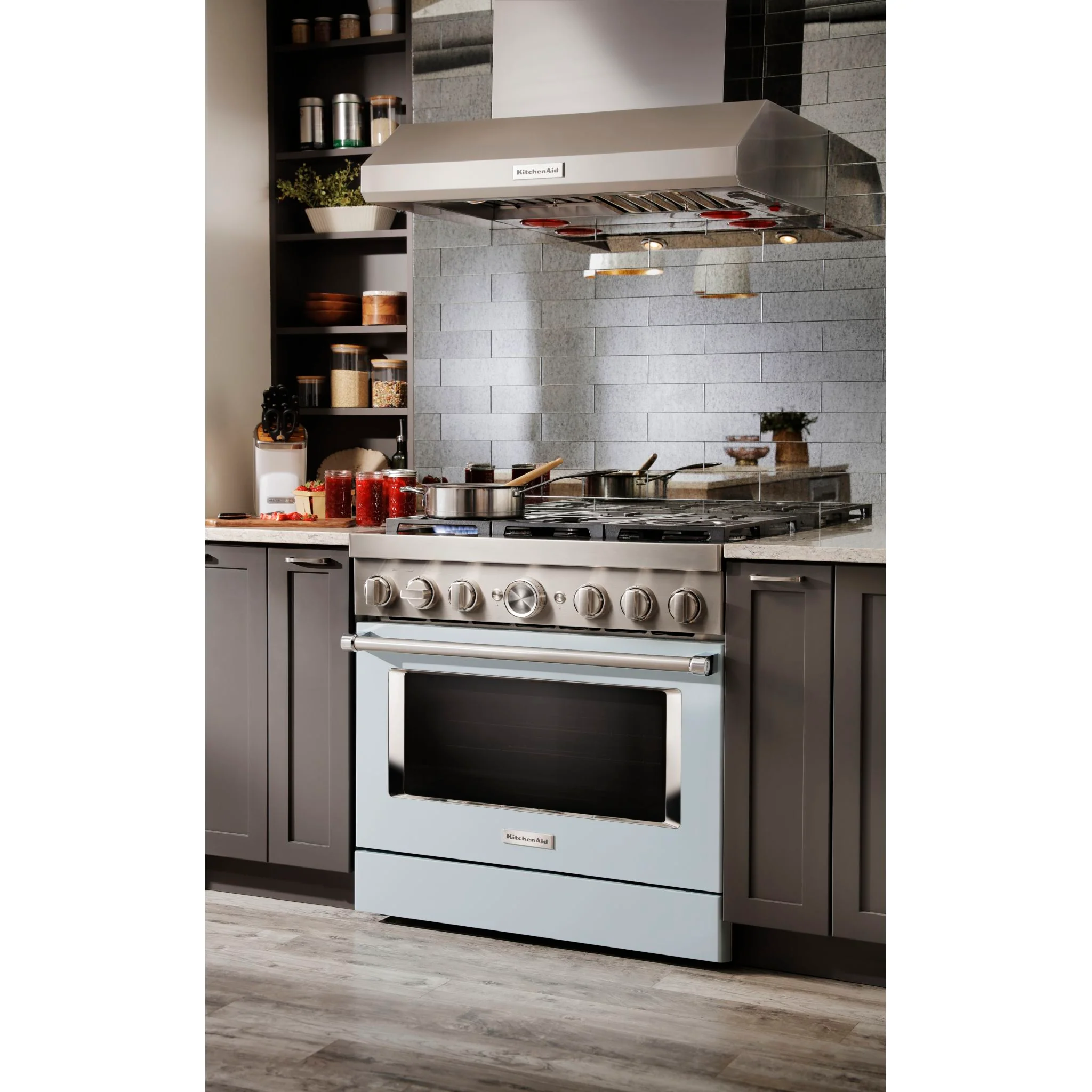 KitchenAid 36'' Smart Commercial-Style Dual Fuel Range with 6 Burners - Misty Blue (KFDC506JMB) - Image 2