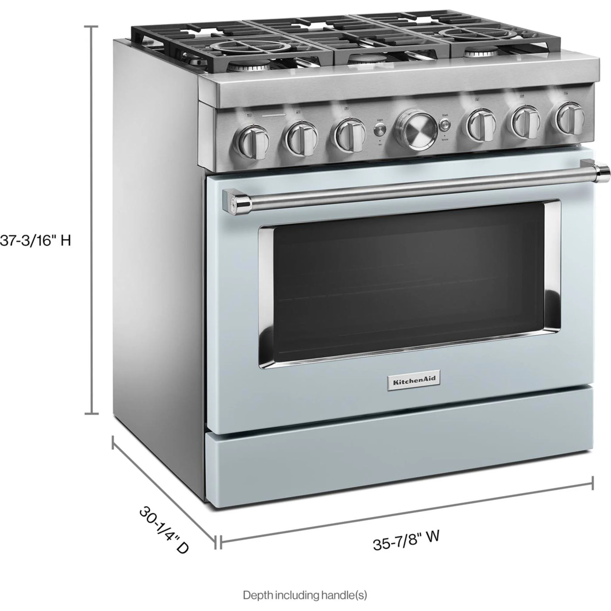 KitchenAid 36'' Smart Commercial-Style Dual Fuel Range with 6 Burners - Misty Blue (KFDC506JMB) - Image 65