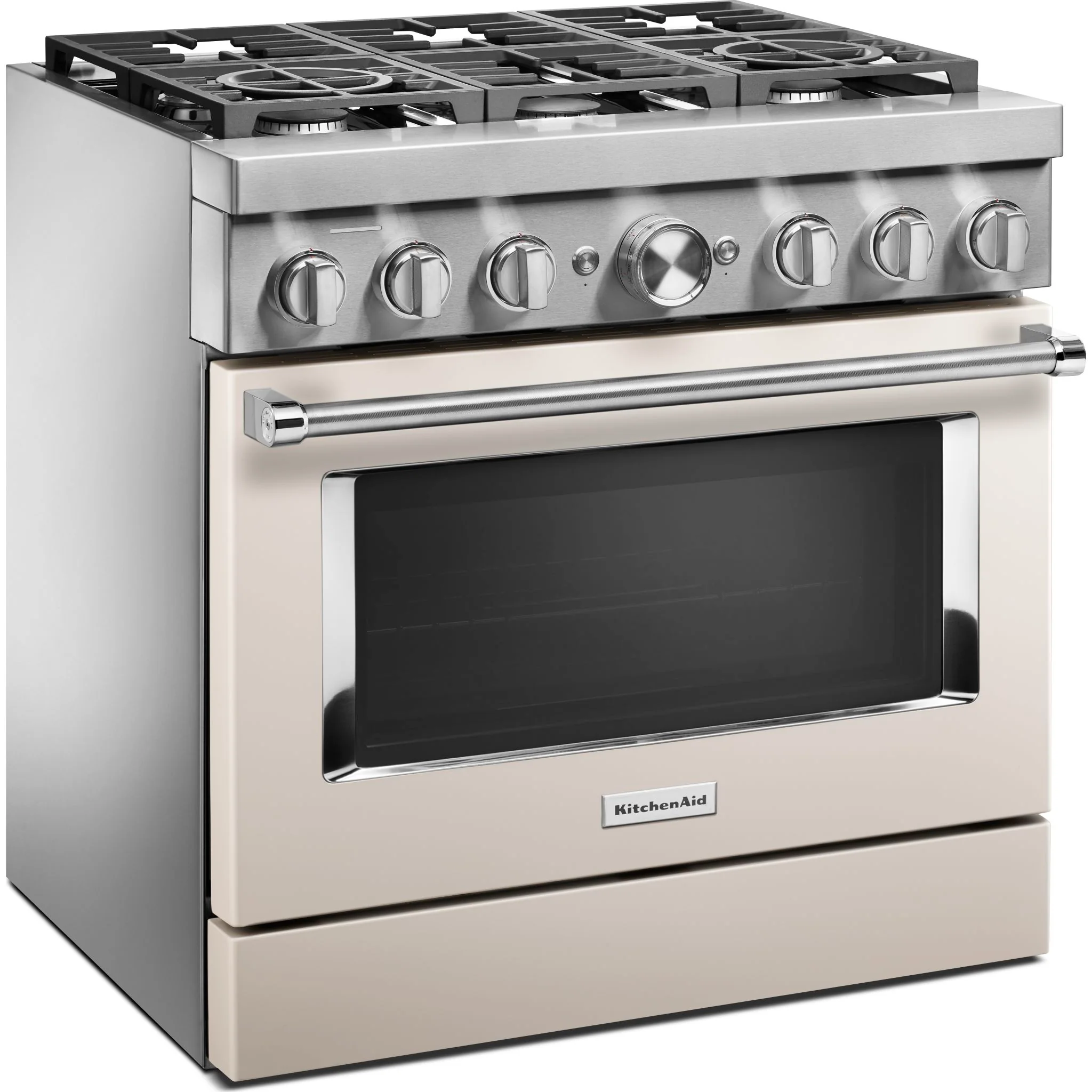 KitchenAid 36'' Smart Commercial-Style Dual Fuel Range with 6 Burners - Milkshake (KFDC506JMH) - Image 3