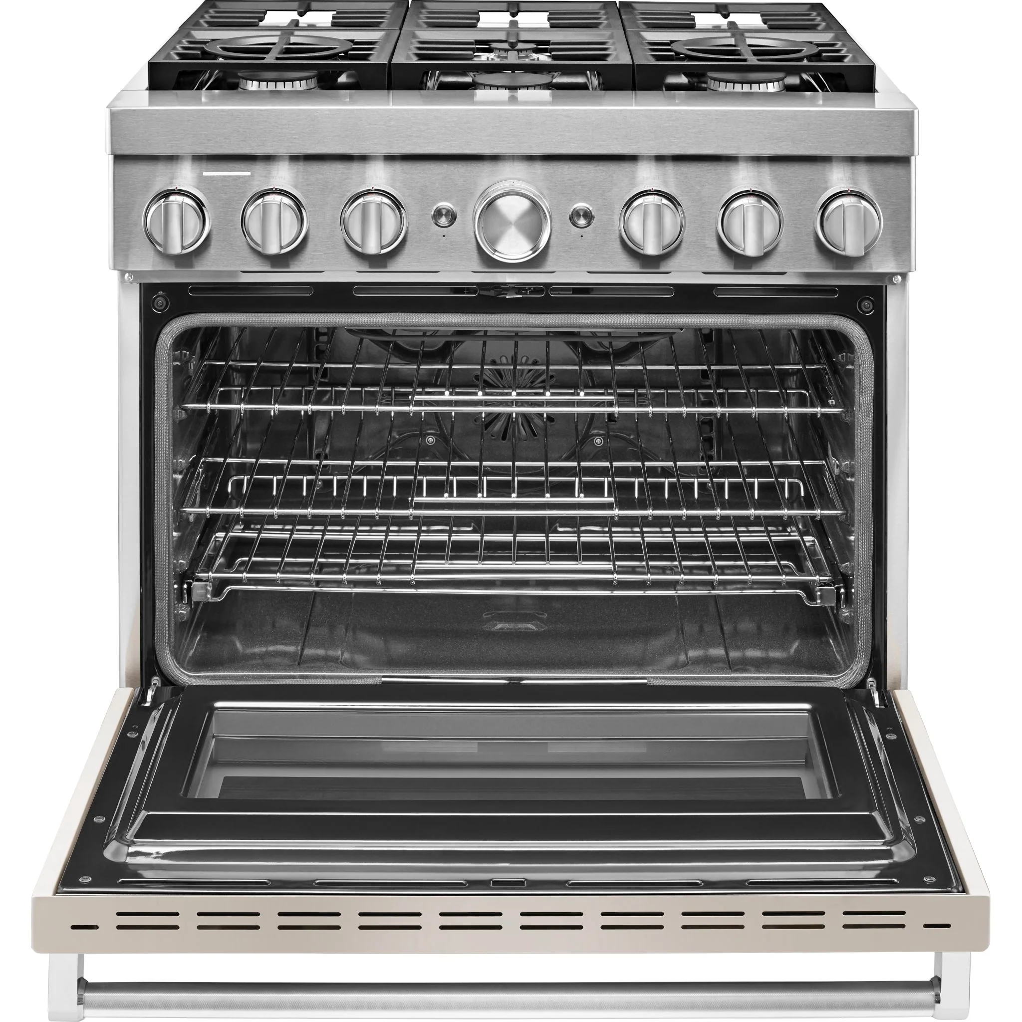 KitchenAid 36'' Smart Commercial-Style Dual Fuel Range with 6 Burners - Milkshake (KFDC506JMH) - Image 4