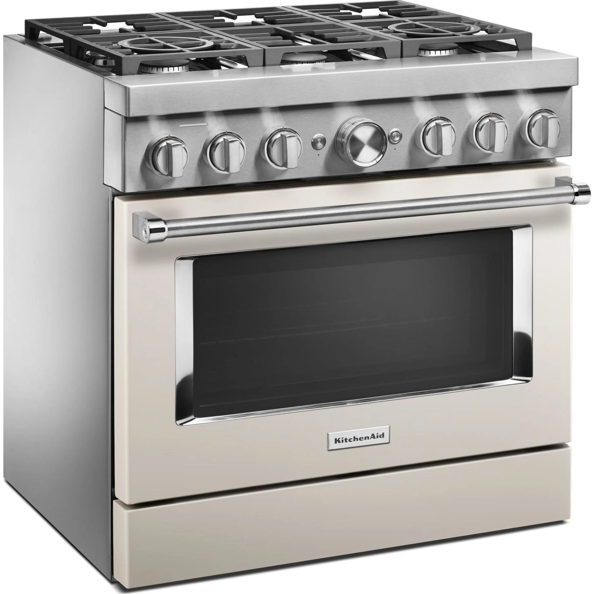 KitchenAid 36'' Smart Commercial-Style Dual Fuel Range with 6 Burners - Milkshake (KFDC506JMH) - Image 8