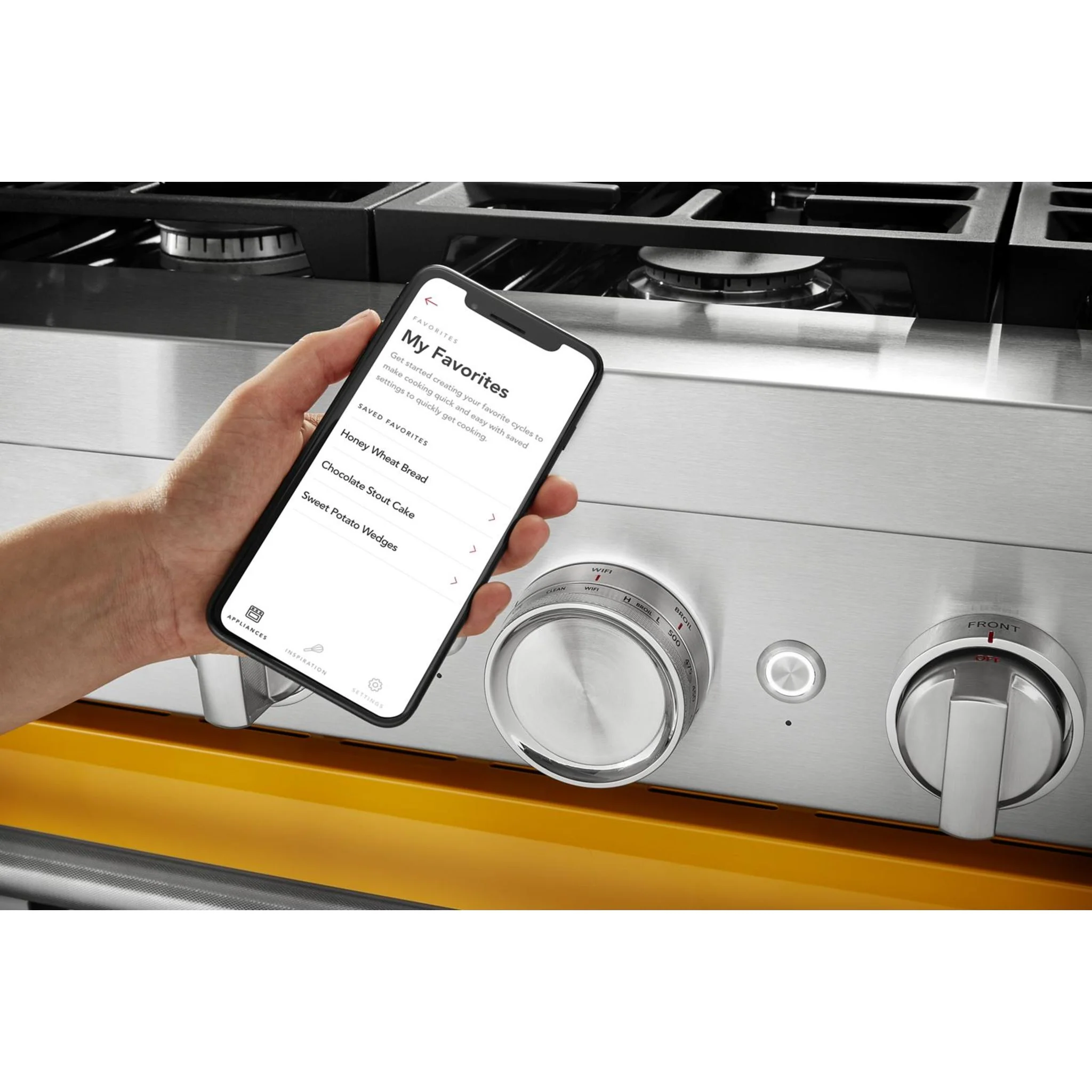 KitchenAid 36'' Smart Commercial-Style Dual Fuel Range with 6 Burners - Yellow Pepper (KFDC506JYP) - Image 50