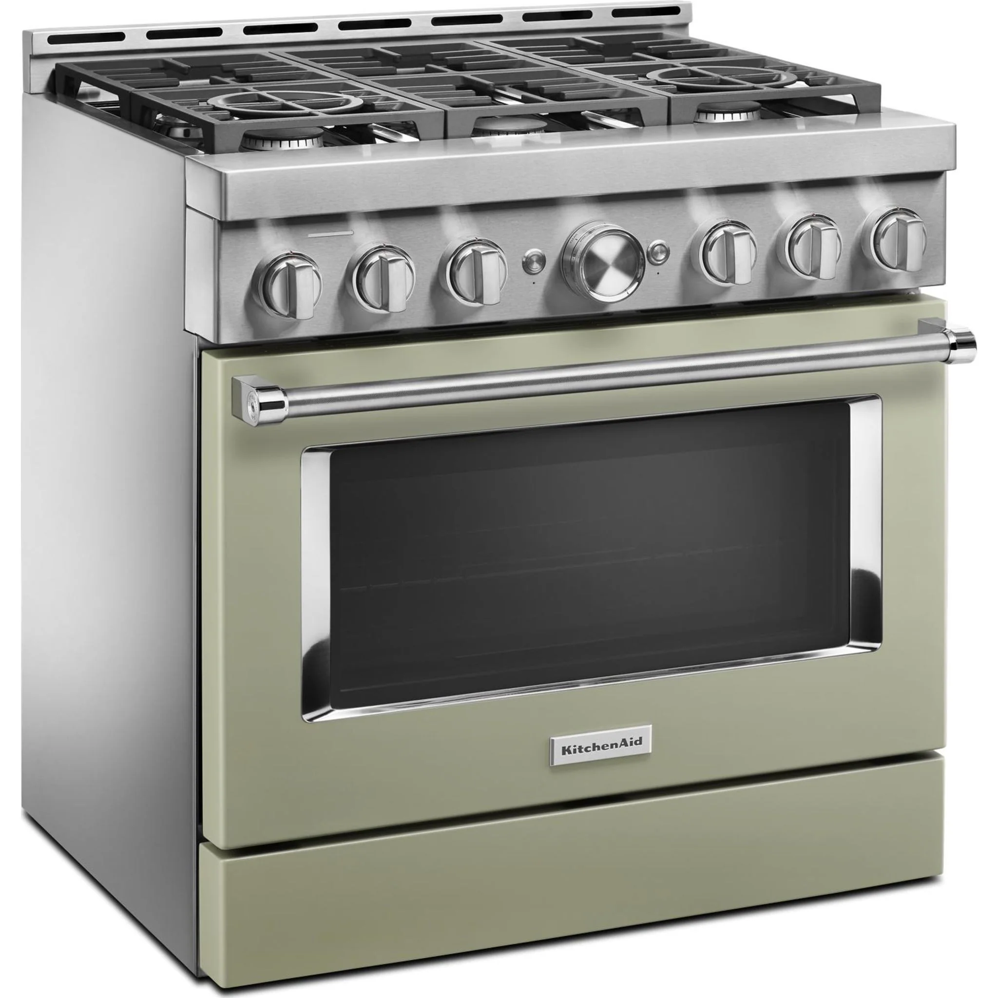KitchenAid 36'' Smart Commercial-Style Gas Range with 6 Burners - Avocado Cream - Passion Red (KFGC506JAV) - Image 41