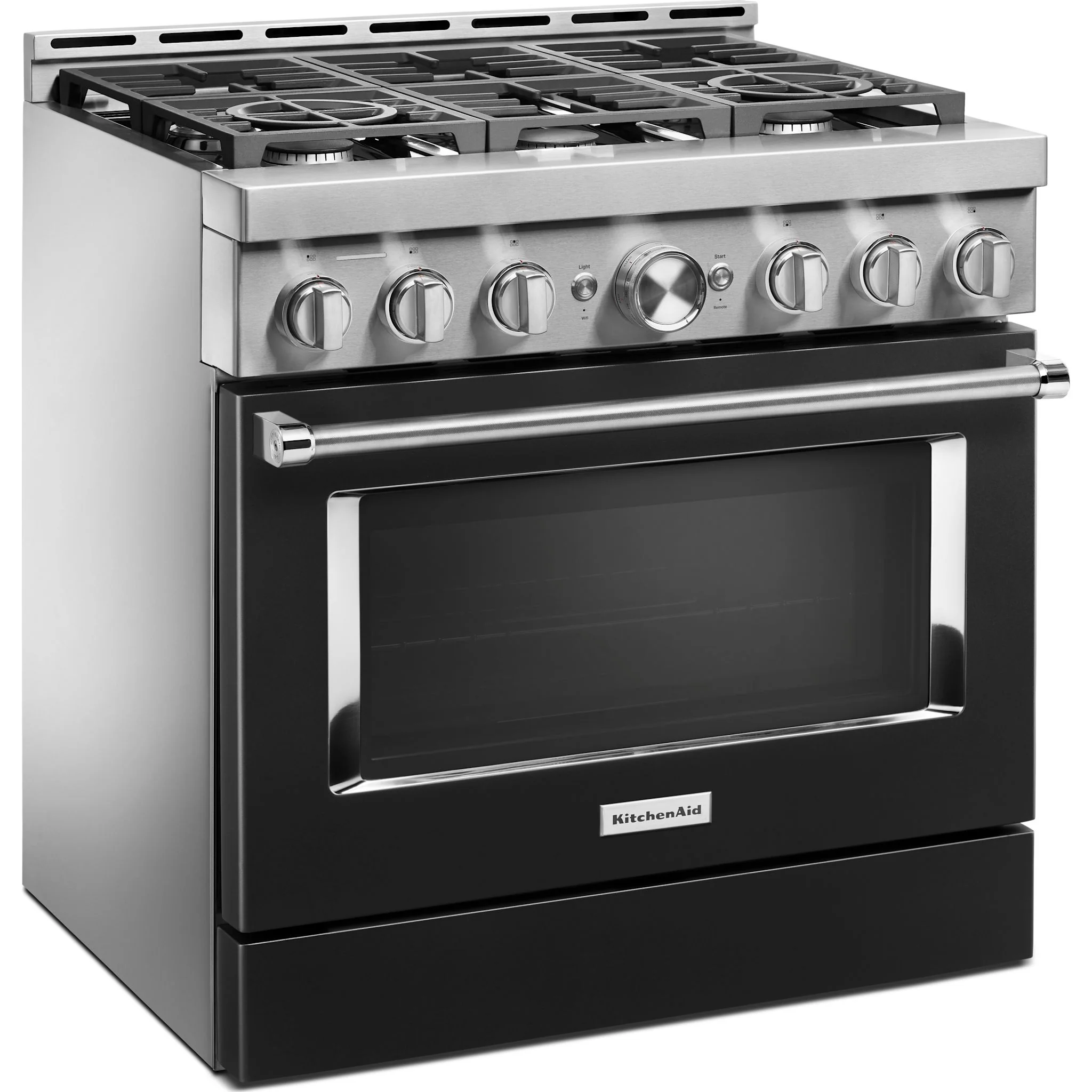 KitchenAid 36'' Smart Commercial-Style Gas Range with 6 Burners - Imperial Black (KFGC506JBK) - Image 2