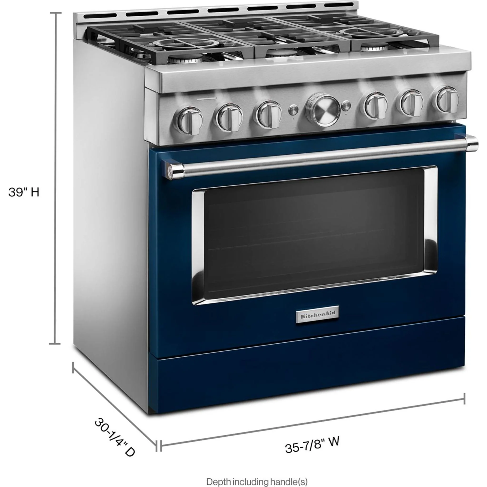 KitchenAid 36'' Smart Commercial-Style Gas Range with 6 Burners - Ink Blue (KFGC506JIB) - Image 4