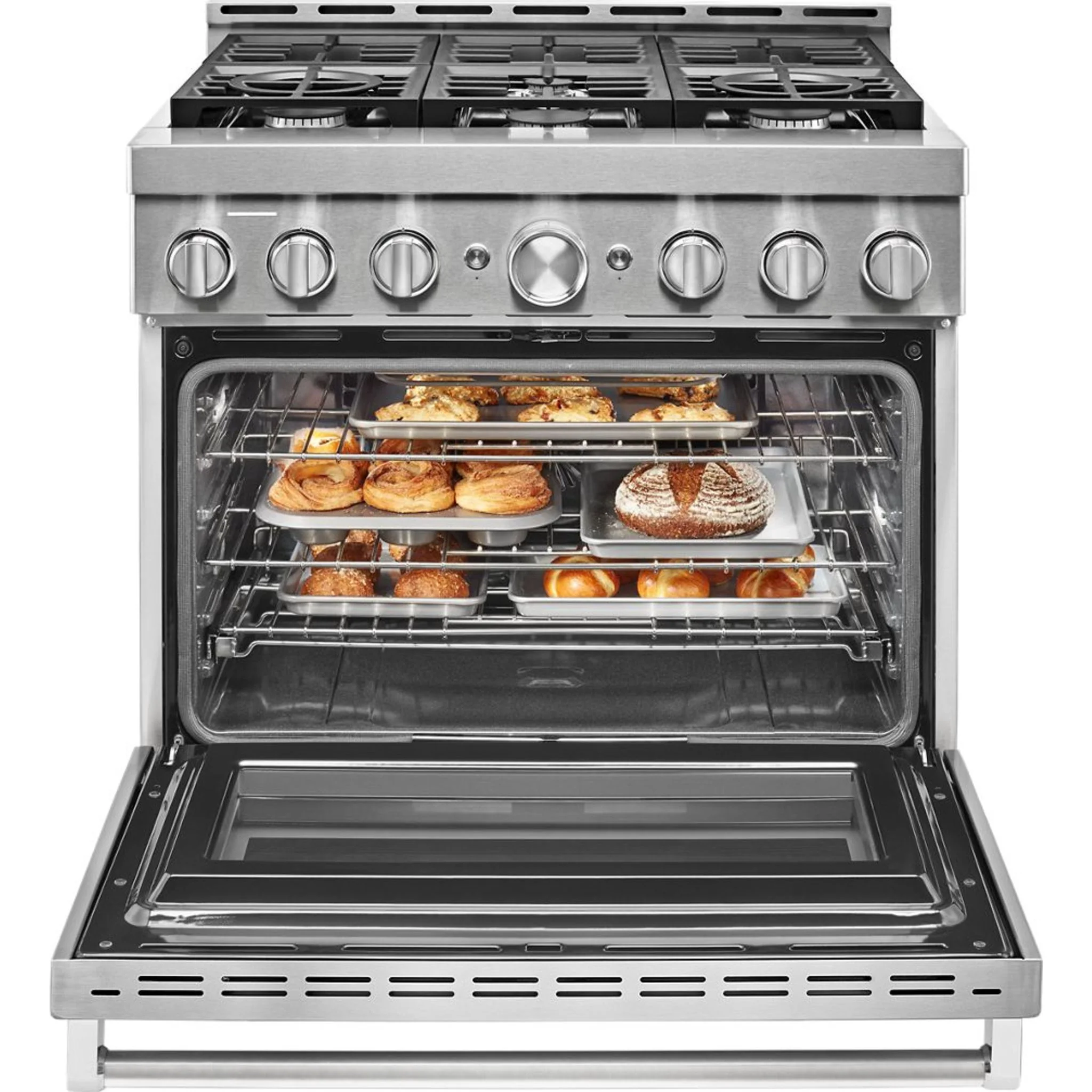 KitchenAid  36'' Smart Commercial-Style Gas Range with 6 Burners - Misty Blue (KFGC506JMB) - Image 15