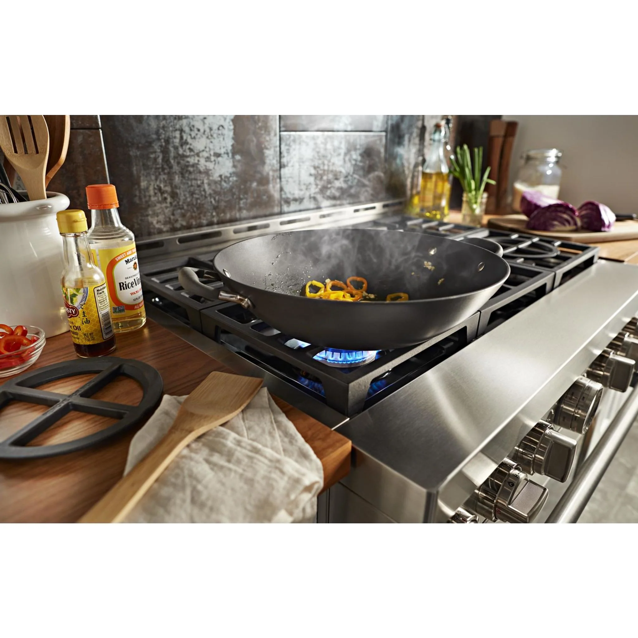 KitchenAid  36'' Smart Commercial-Style Gas Range with 6 Burners - Misty Blue (KFGC506JMB) - Image 5