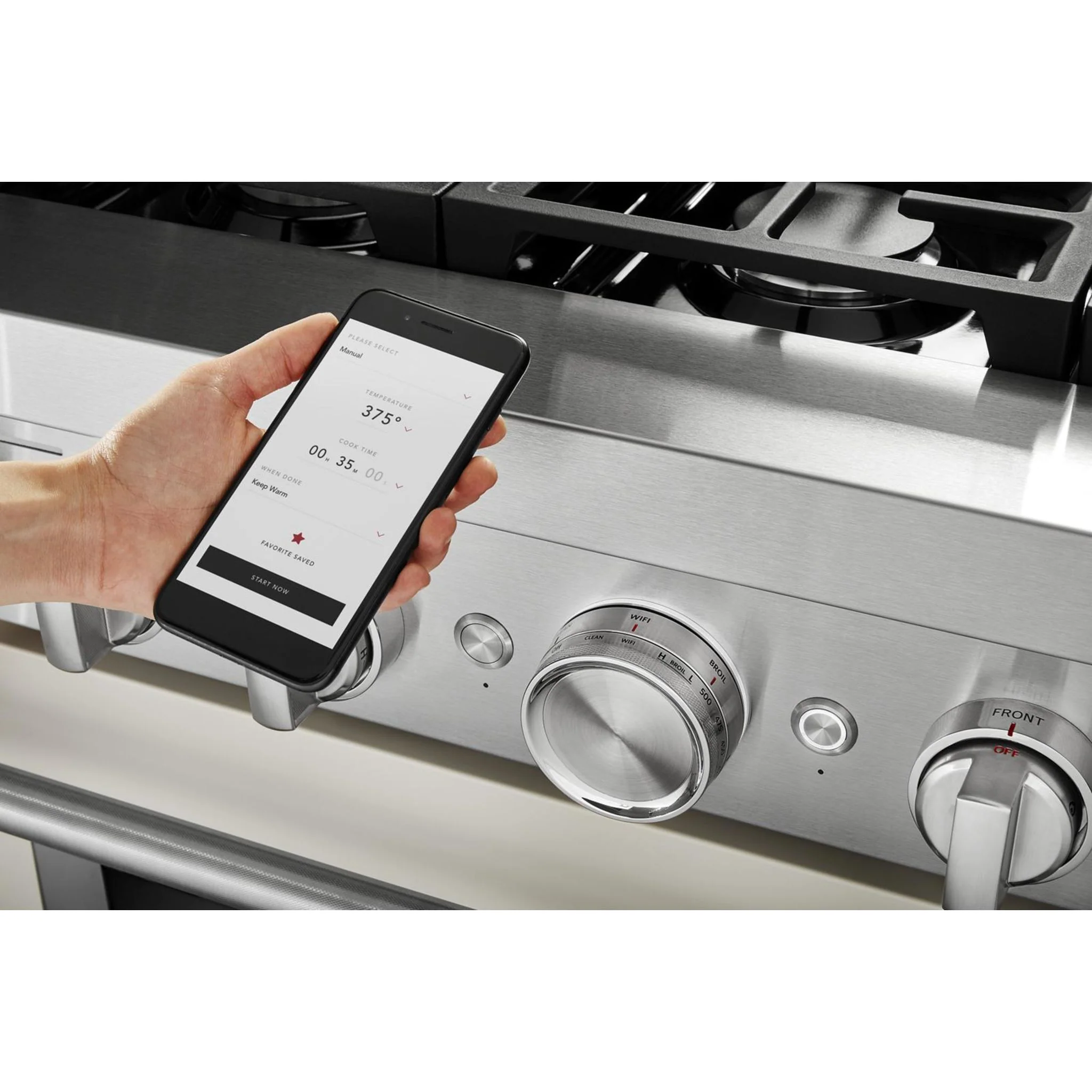 KitchenAid 36'' Smart Commercial-Style Gas Range with 6 Burners - Milkshake (KFGC506JMH) - Image 14