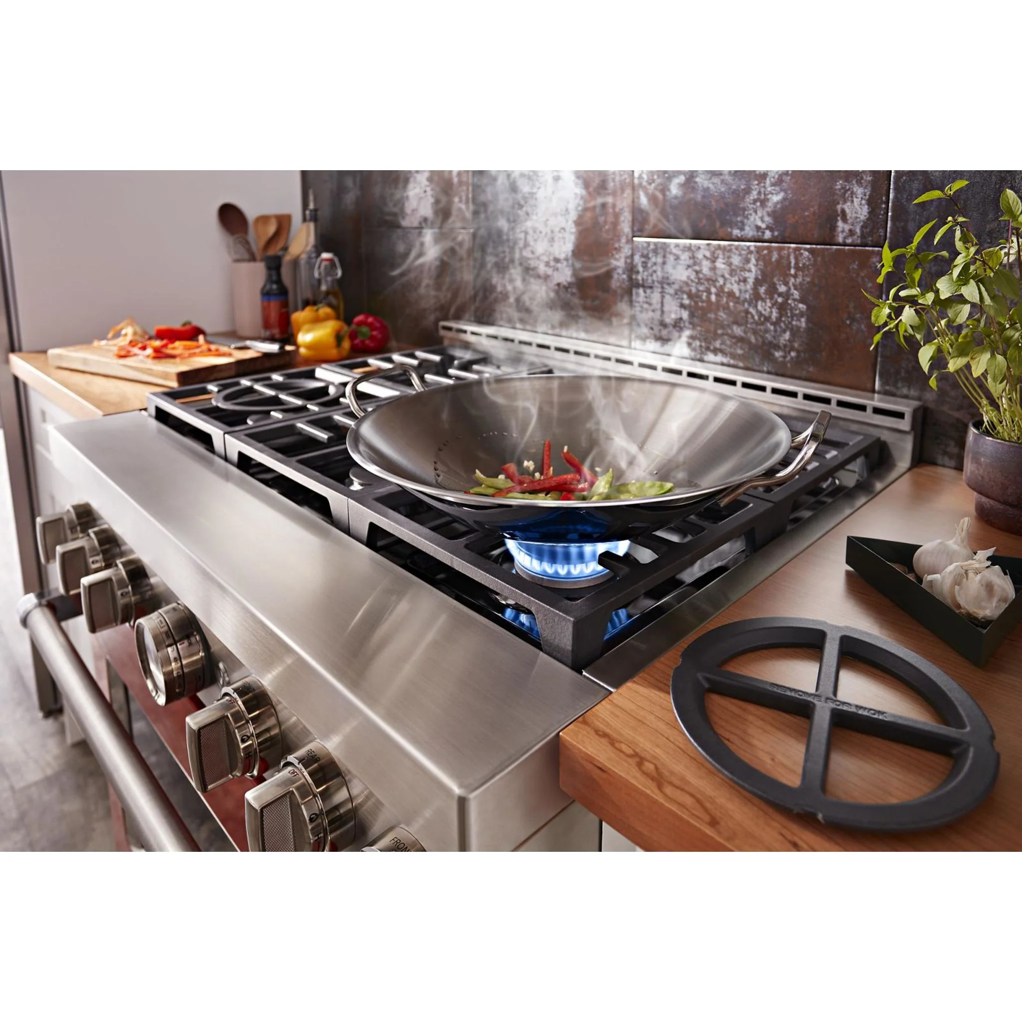 KitchenAid 36'' Smart Commercial-Style Gas Range with 6 Burners - Scorched Orange (KFGC506JSC) - Image 19