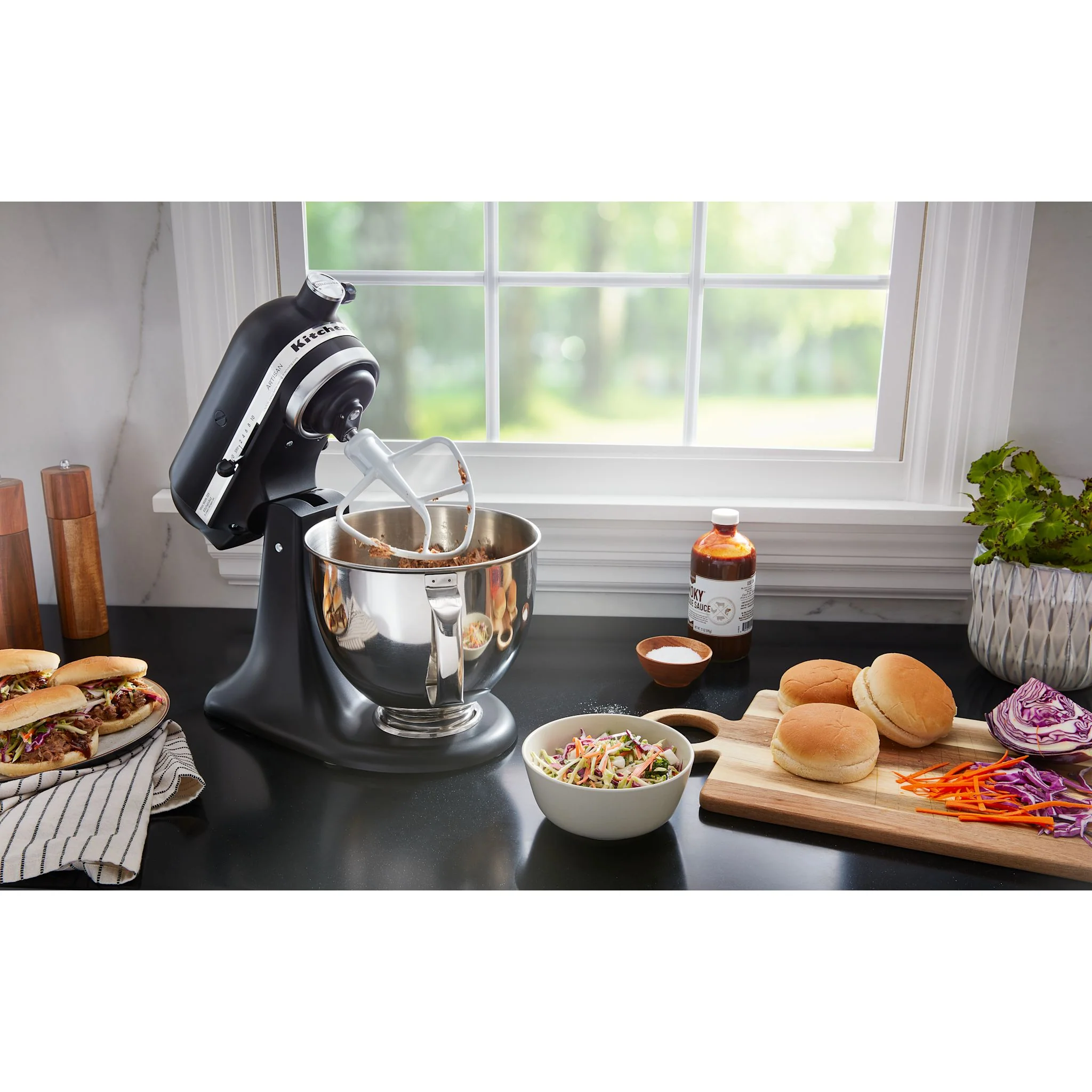 KitchenAid 5 Quart Tilt-Head Stand Mixer (KSM150PSBM) - Black Matte - Image 4
