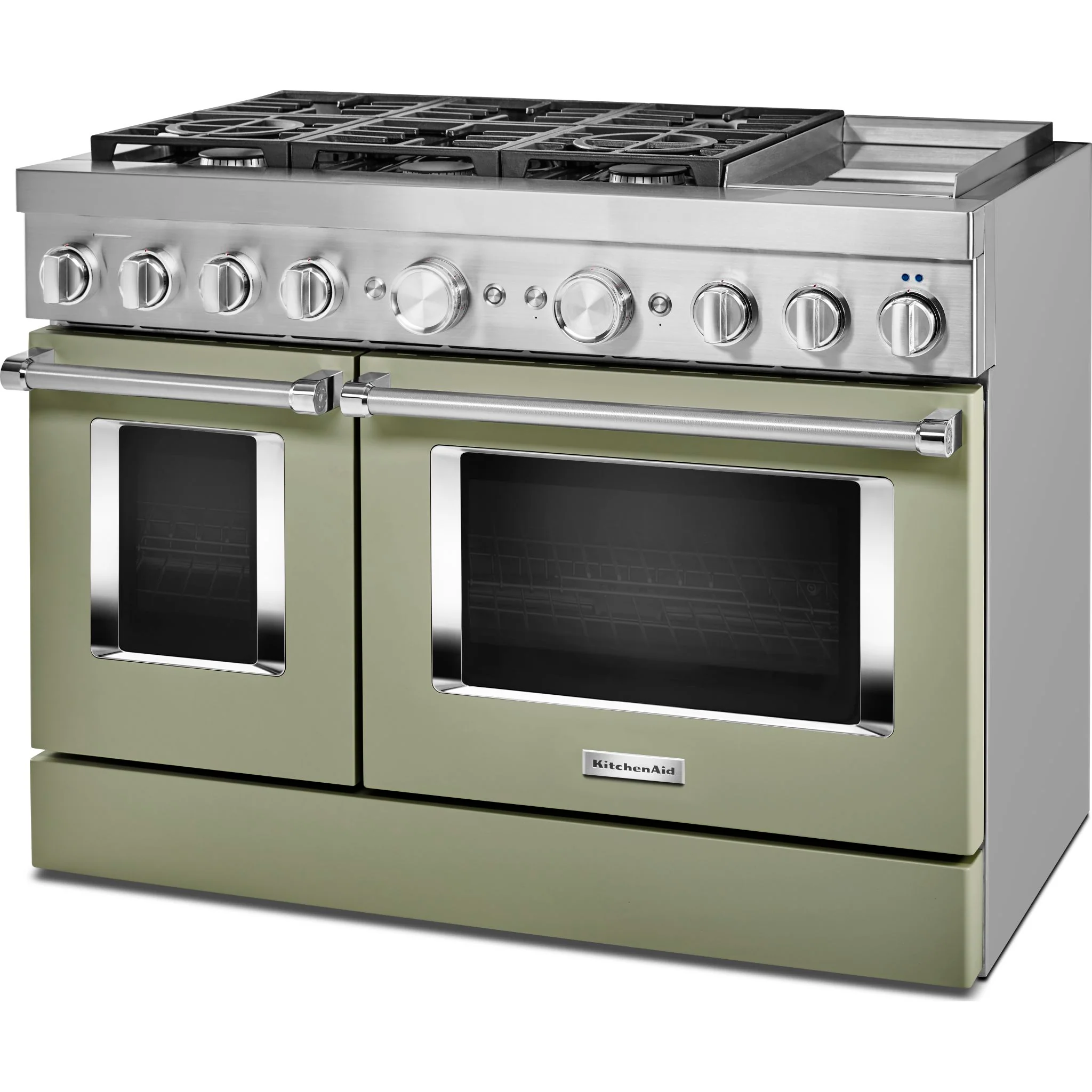KitchenAid 48'' Smart Commercial-Style Dual Fuel Range with Griddle - Avocado Cream (KFDC558JAV) - Image 2