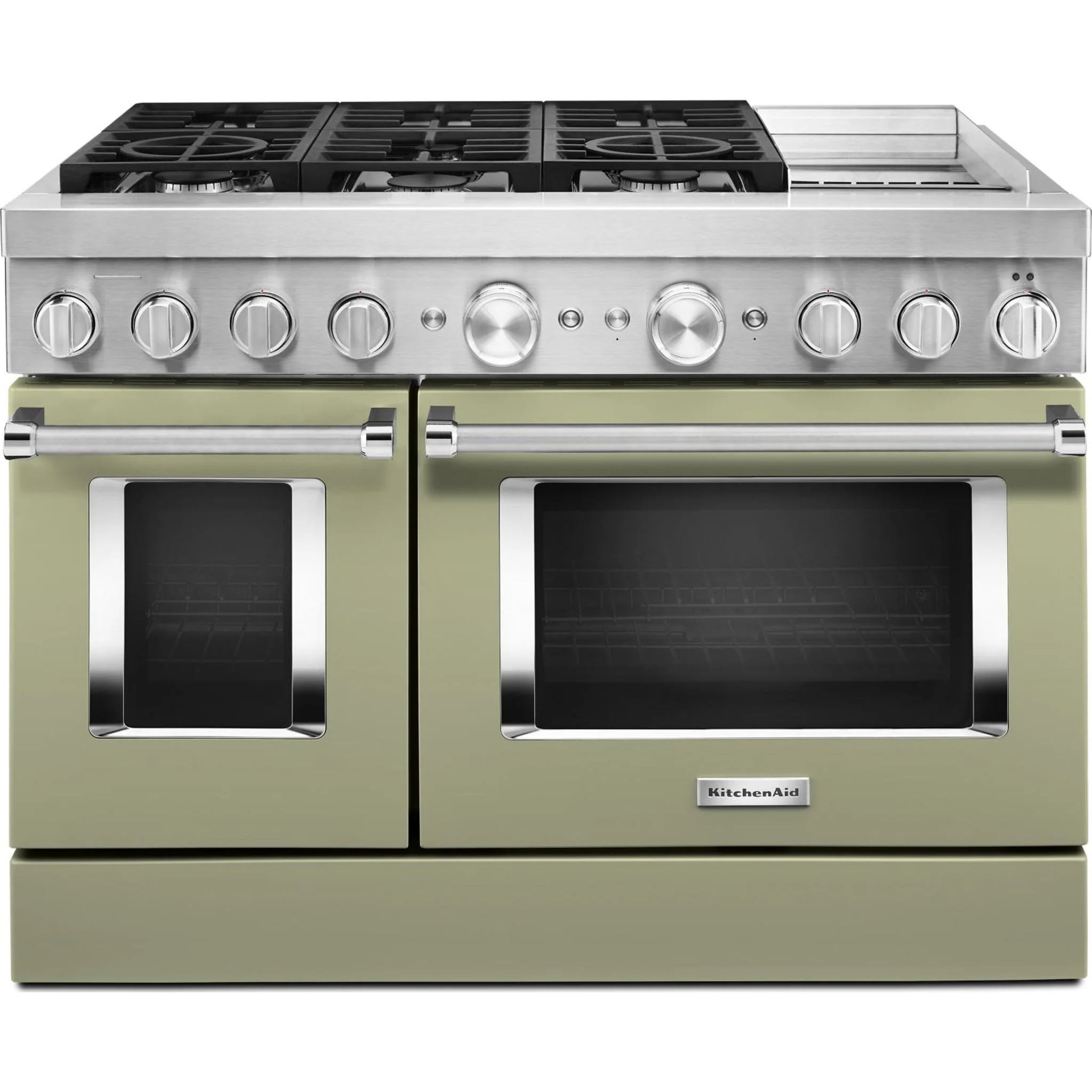 KitchenAid 48'' Smart Commercial-Style Dual Fuel Range with Griddle - Avocado Cream (KFDC558JAV) - Image 60