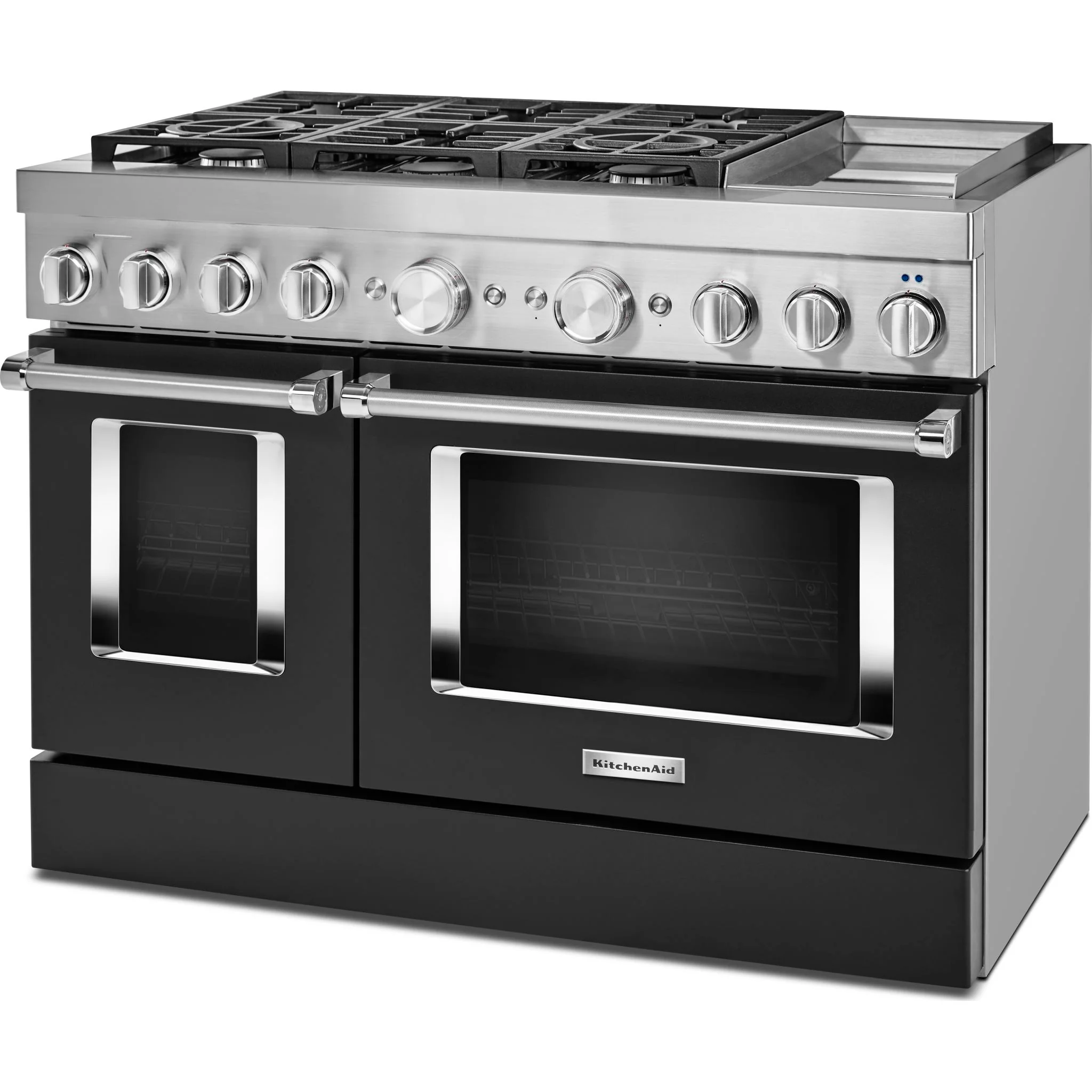 KitchenAid  48'' Smart Commercial-Style Dual Fuel Range with Griddle - Imperial Black (KFDC558JBK) - Image 2