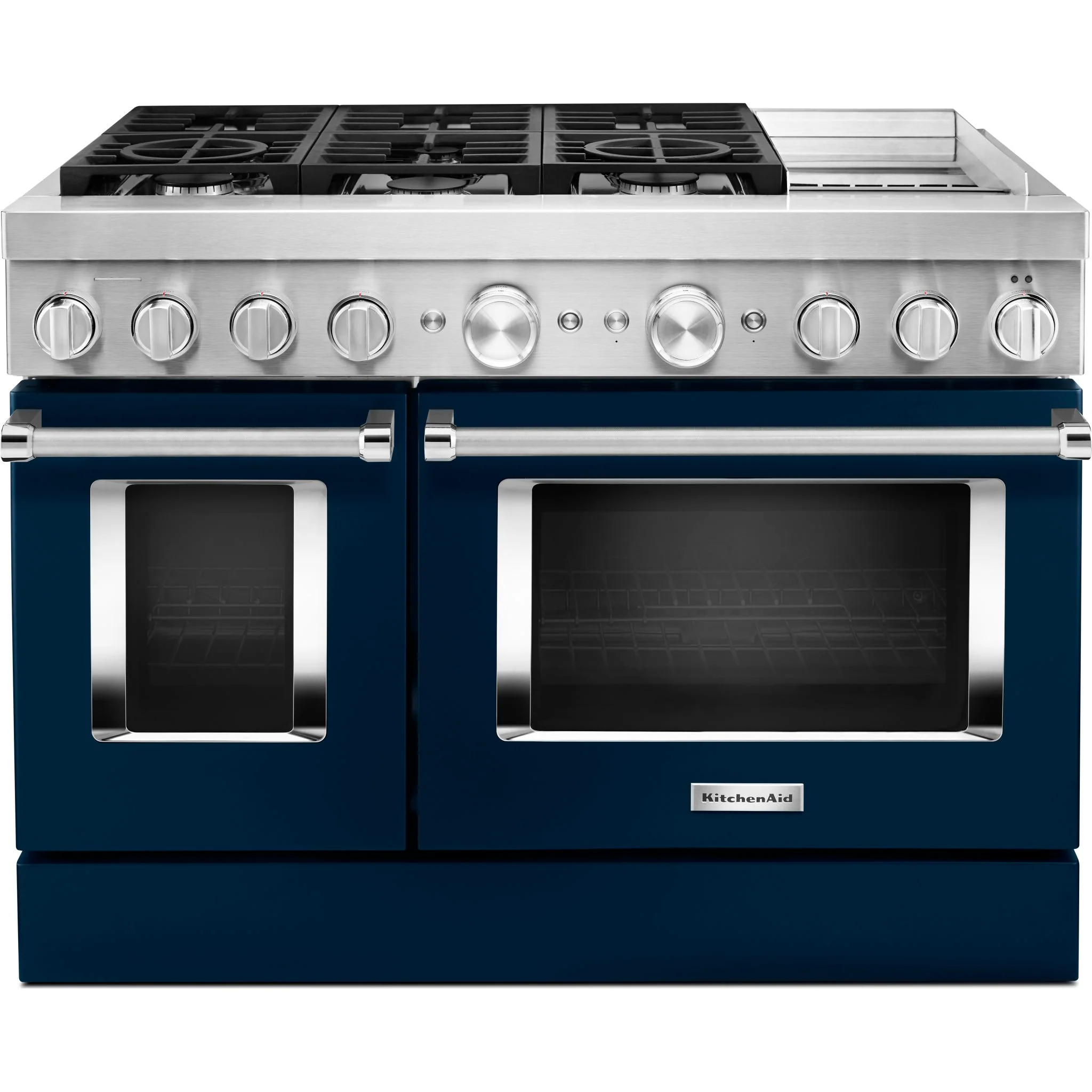 KitchenAid 48'' Smart Commercial-Style Dual Fuel Range with Griddle - Ink Blue (KFDC558JIB)