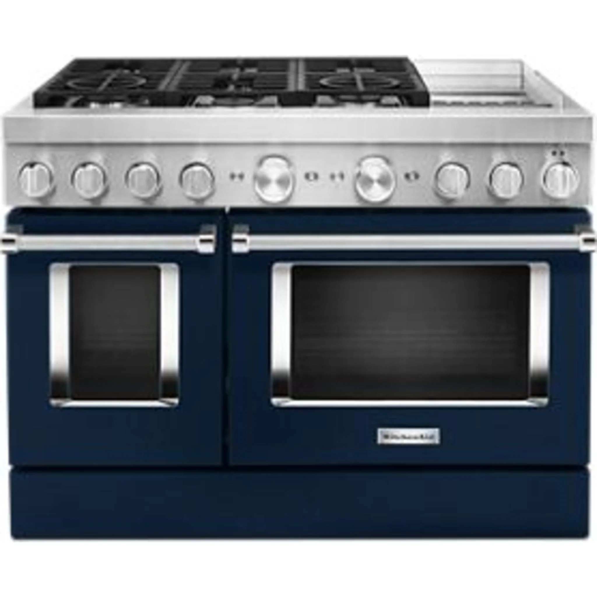 KitchenAid 48'' Smart Commercial-Style Dual Fuel Range with Griddle - Ink Blue (KFDC558JIB) - Image 48