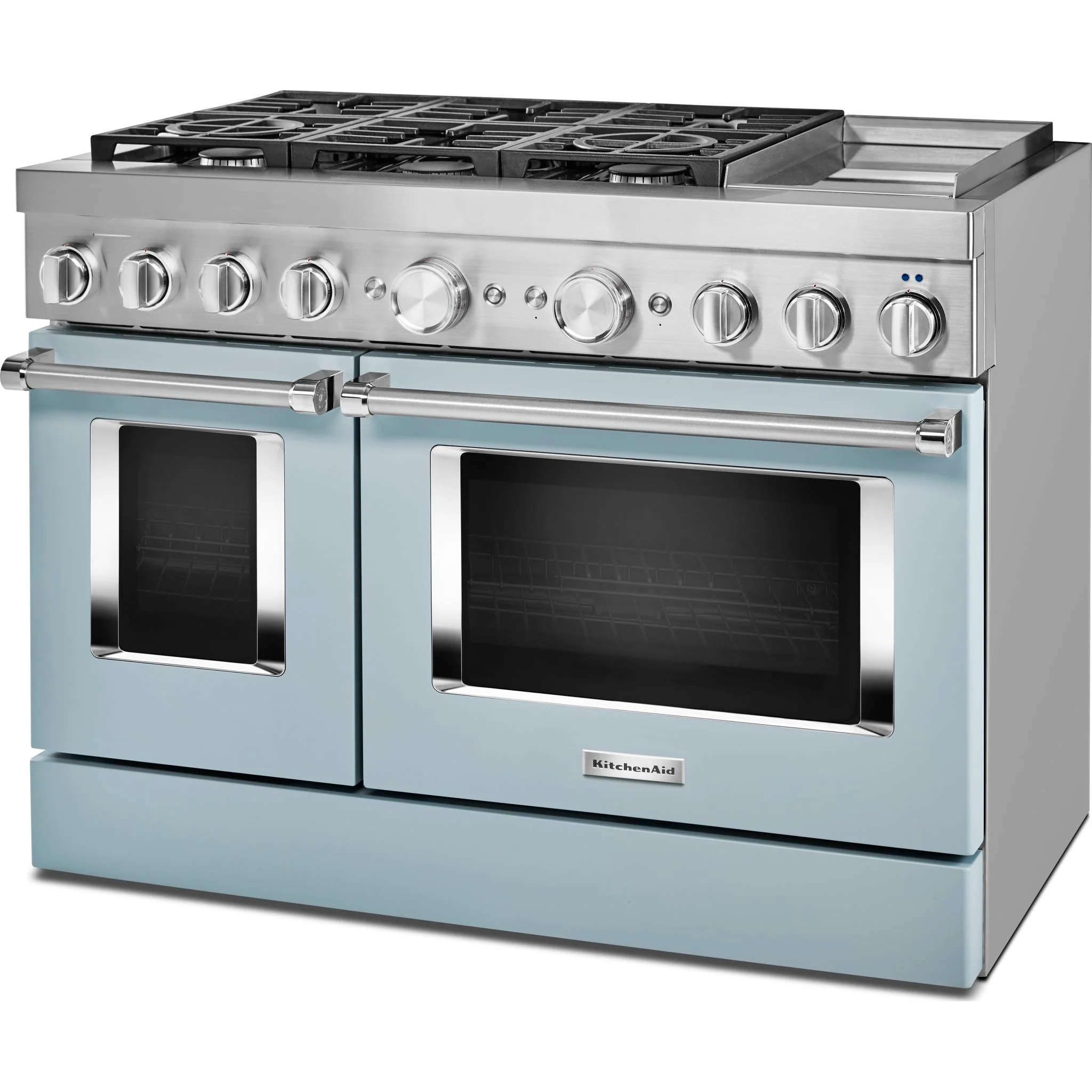 KitchenAid 48'' Smart Commercial-Style Dual Fuel Range with Griddle - Misty Blue (KFDC558JMB) - Image 2