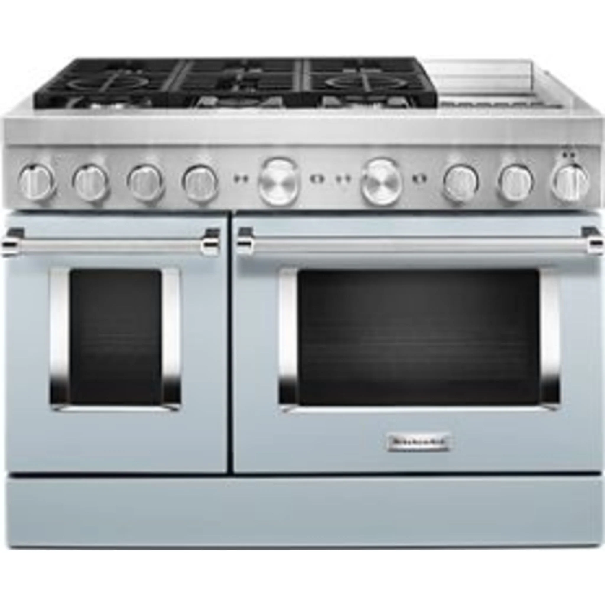 KitchenAid 48'' Smart Commercial-Style Dual Fuel Range with Griddle - Misty Blue (KFDC558JMB) - Image 44