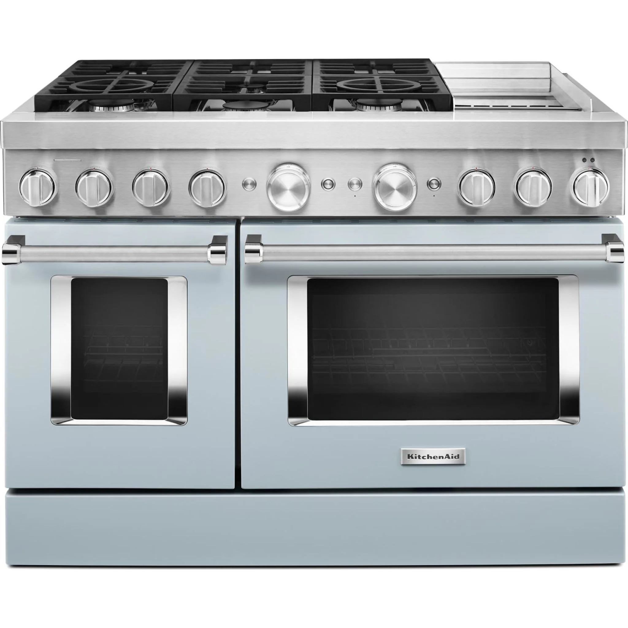 KitchenAid 48'' Smart Commercial-Style Dual Fuel Range with Griddle - Misty Blue (KFDC558JMB) - Image 57