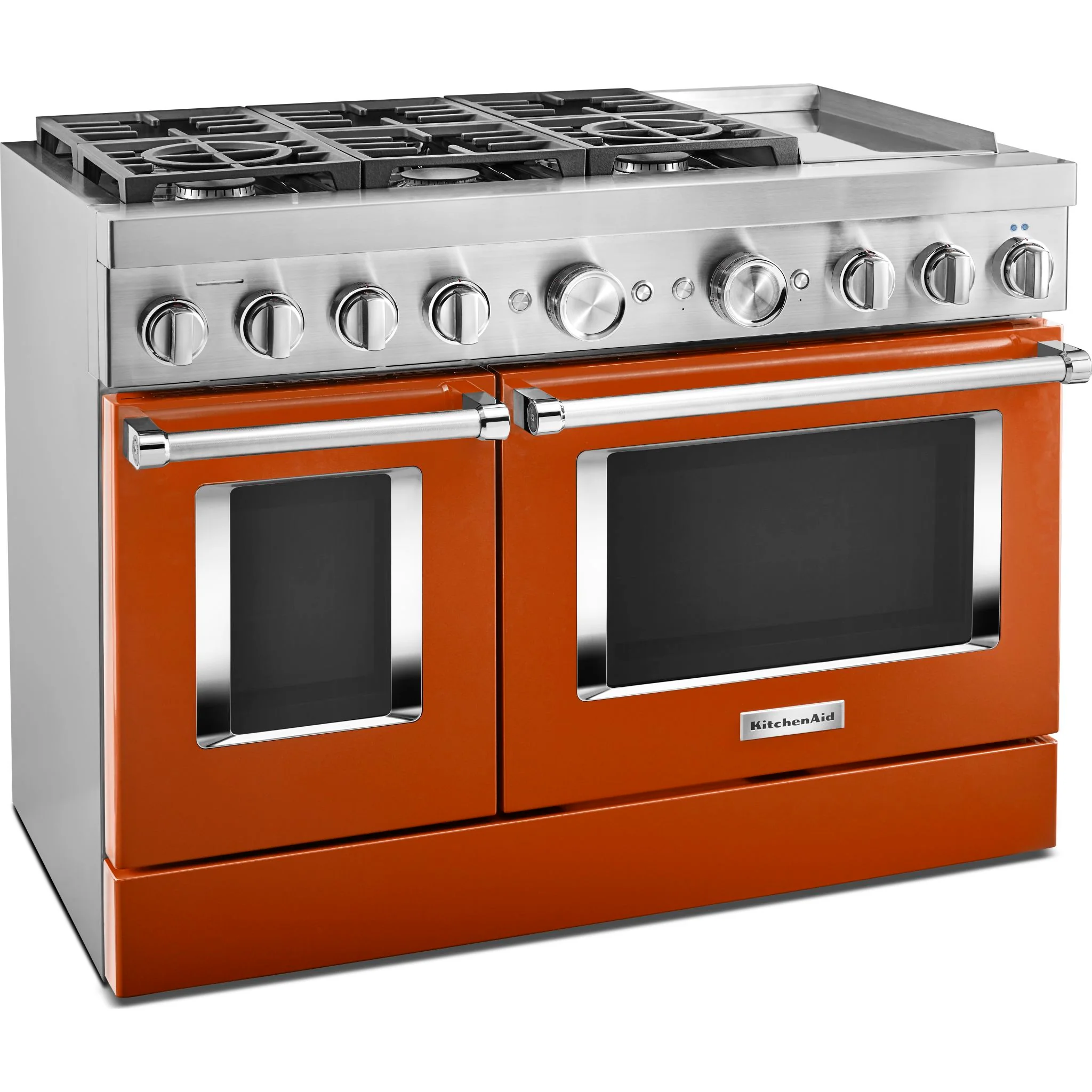 KitchenAid 48'' Smart Commercial-Style Dual Fuel Range with Griddle - Scorched Orange (KFDC558JSC) - Image 3