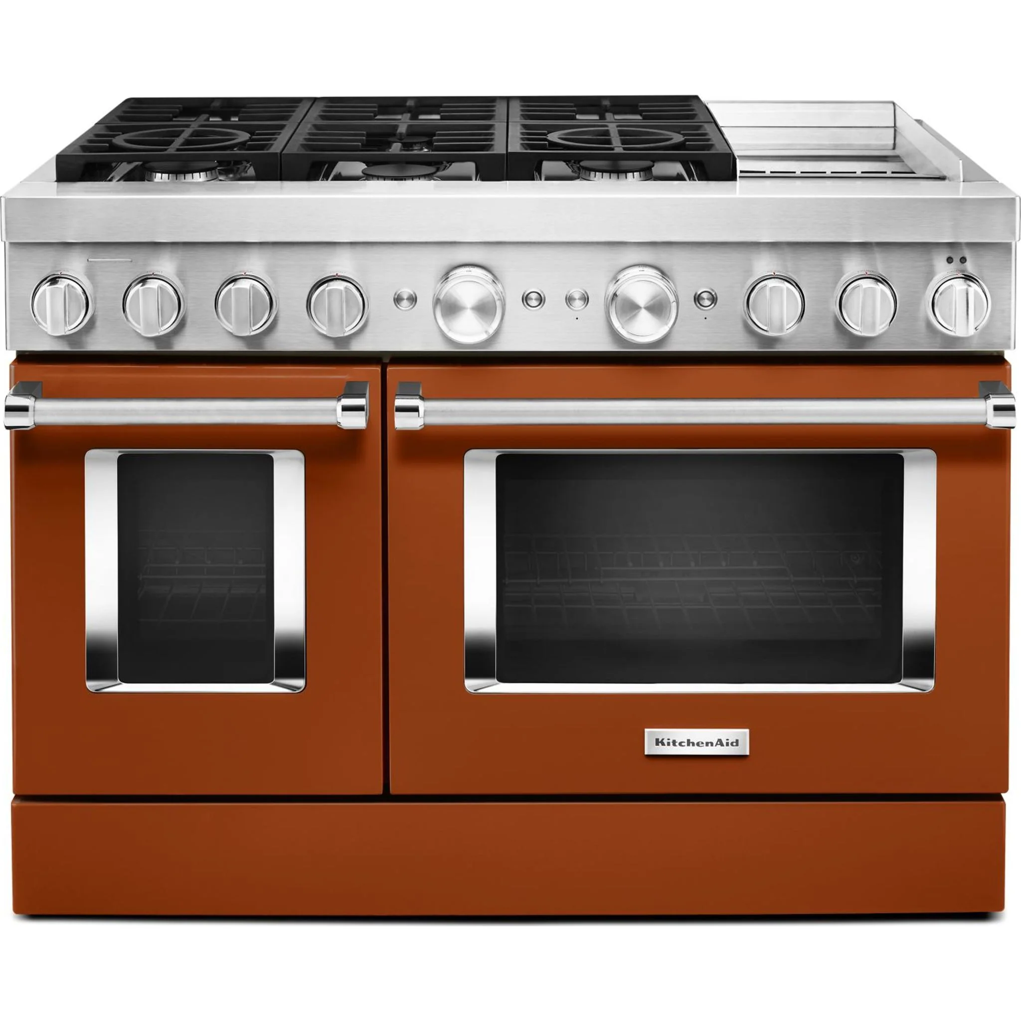 KitchenAid 48'' Smart Commercial-Style Dual Fuel Range with Griddle - Scorched Orange (KFDC558JSC) - Image 43