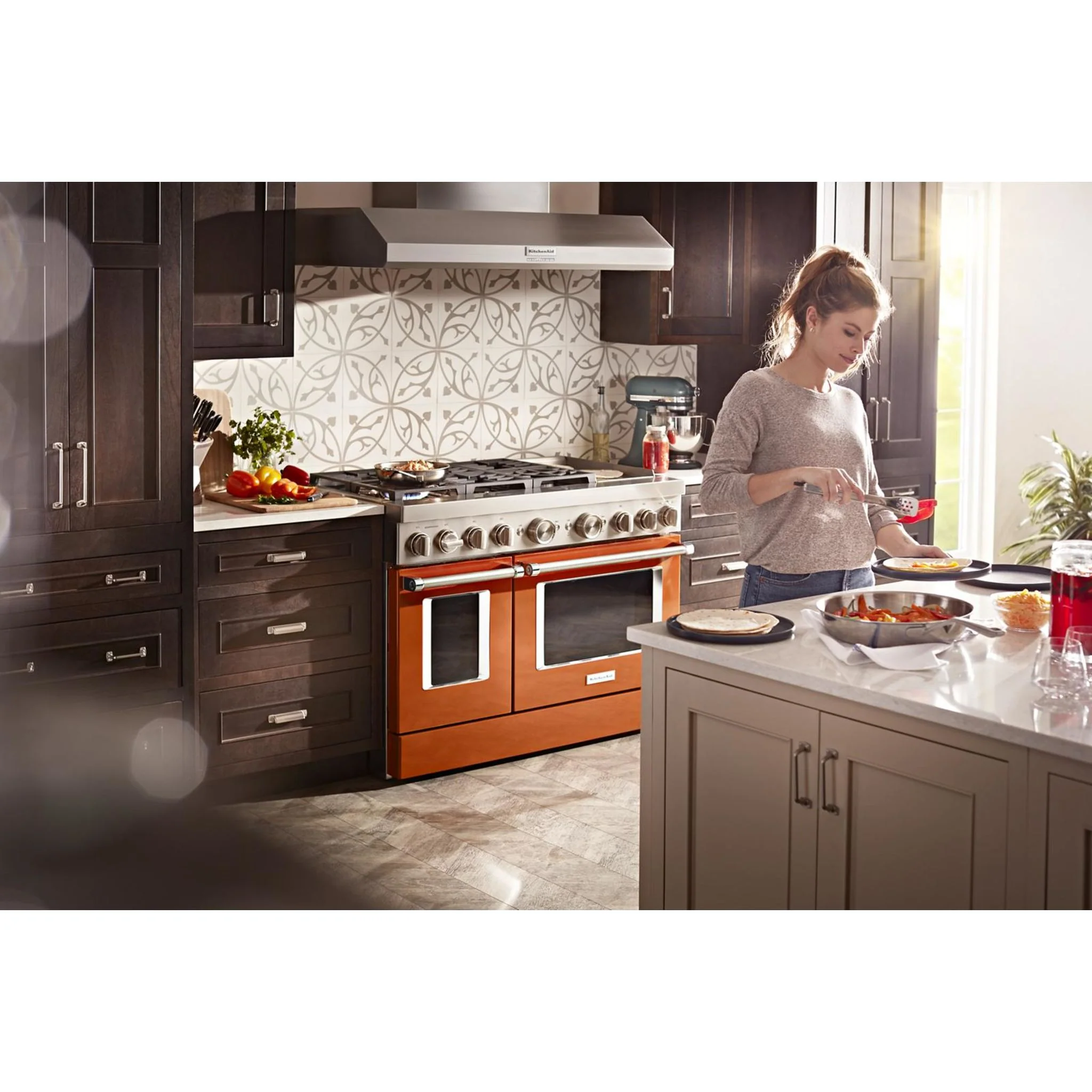 KitchenAid 48'' Smart Commercial-Style Dual Fuel Range with Griddle - Scorched Orange (KFDC558JSC) - Image 66