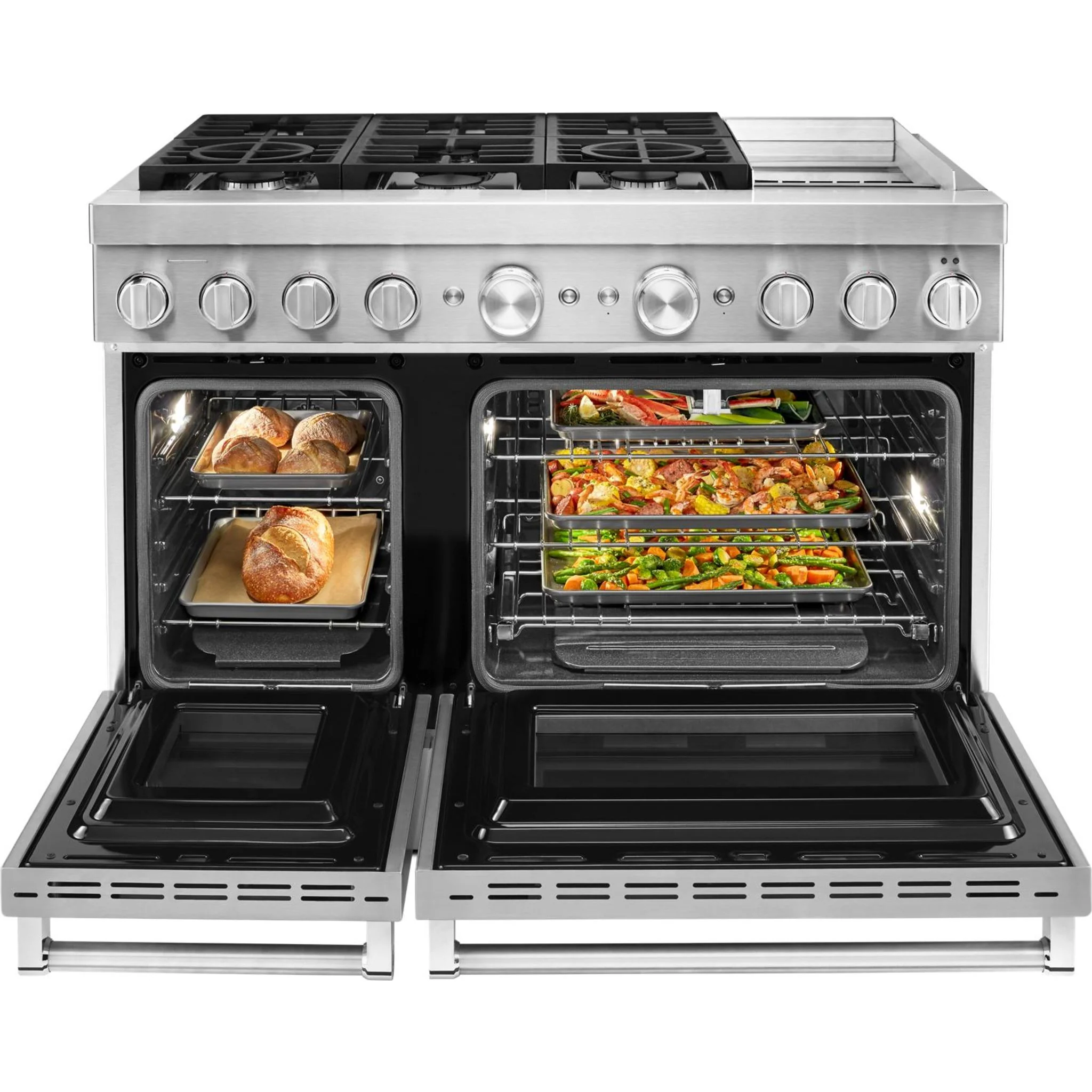 KitchenAid 48'' Smart Commercial-Style Dual Fuel Range with Griddle - Stainless Steel (KFDC558JSS) - Image 12