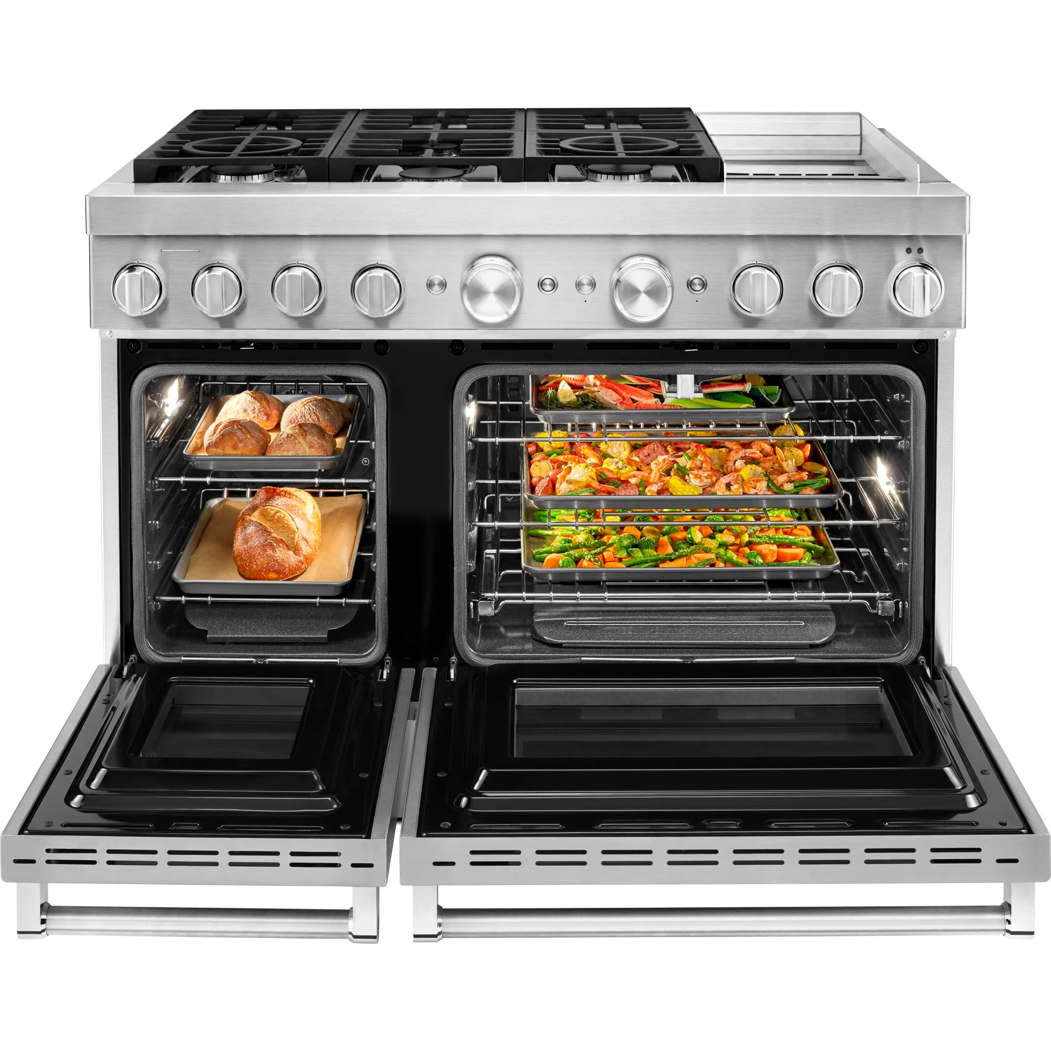 KitchenAid 48'' Smart Commercial-Style Dual Fuel Range with Griddle - Stainless Steel (KFDC558JSS) - Image 5