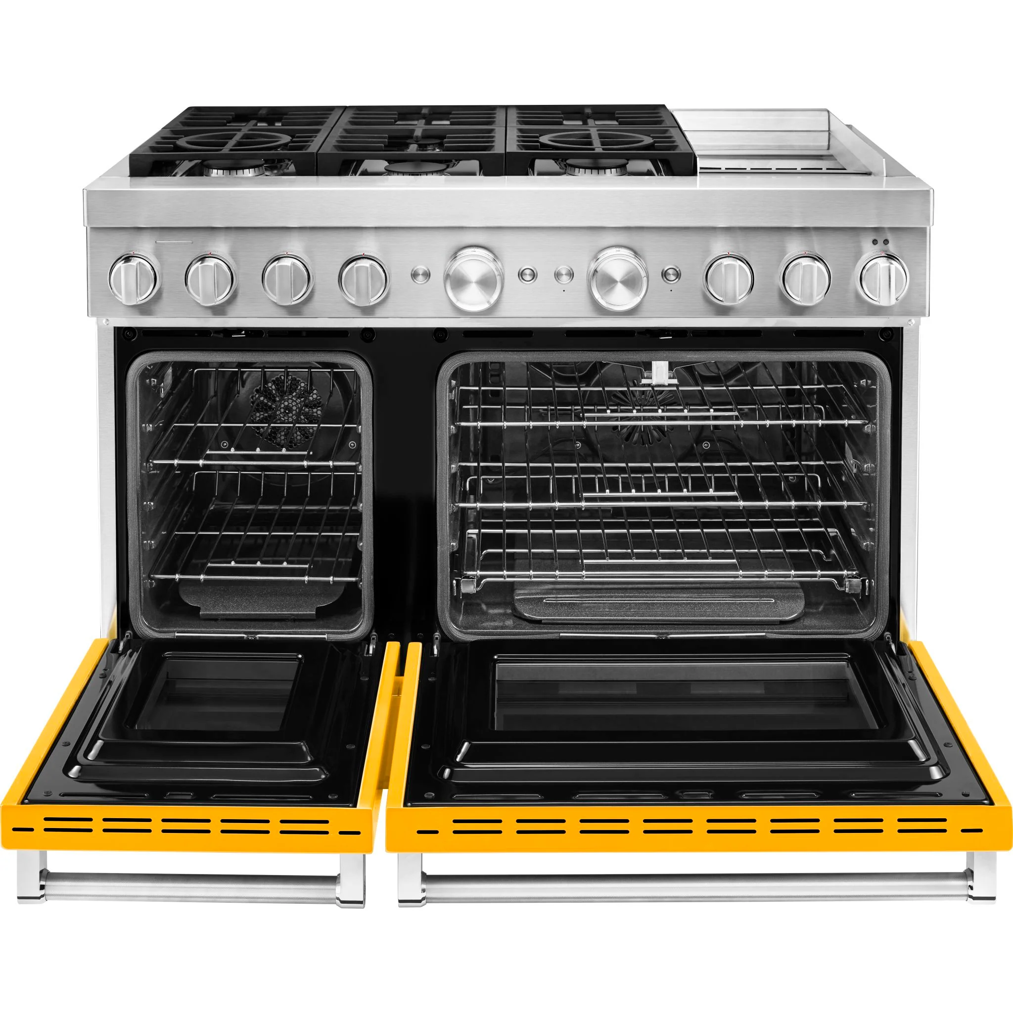 KitchenAid 48'' Smart Commercial-Style Dual Fuel Range with Griddle - Yellow Pepper (KFDC558JYP) - Image 4