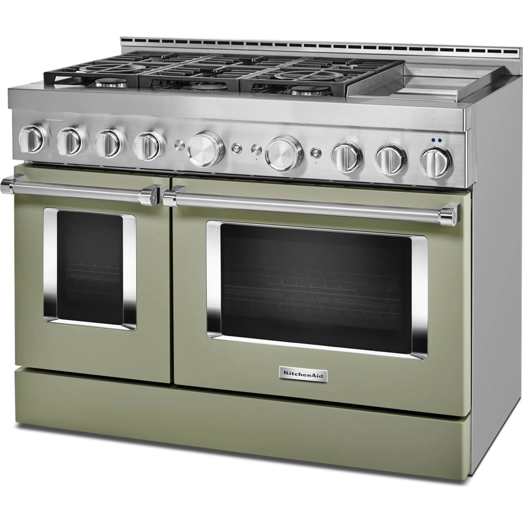 KitchenAid 48'' Smart Commercial-Style Gas Range with Griddle - Avocado Cream (KFGC558JAV) - Image 16