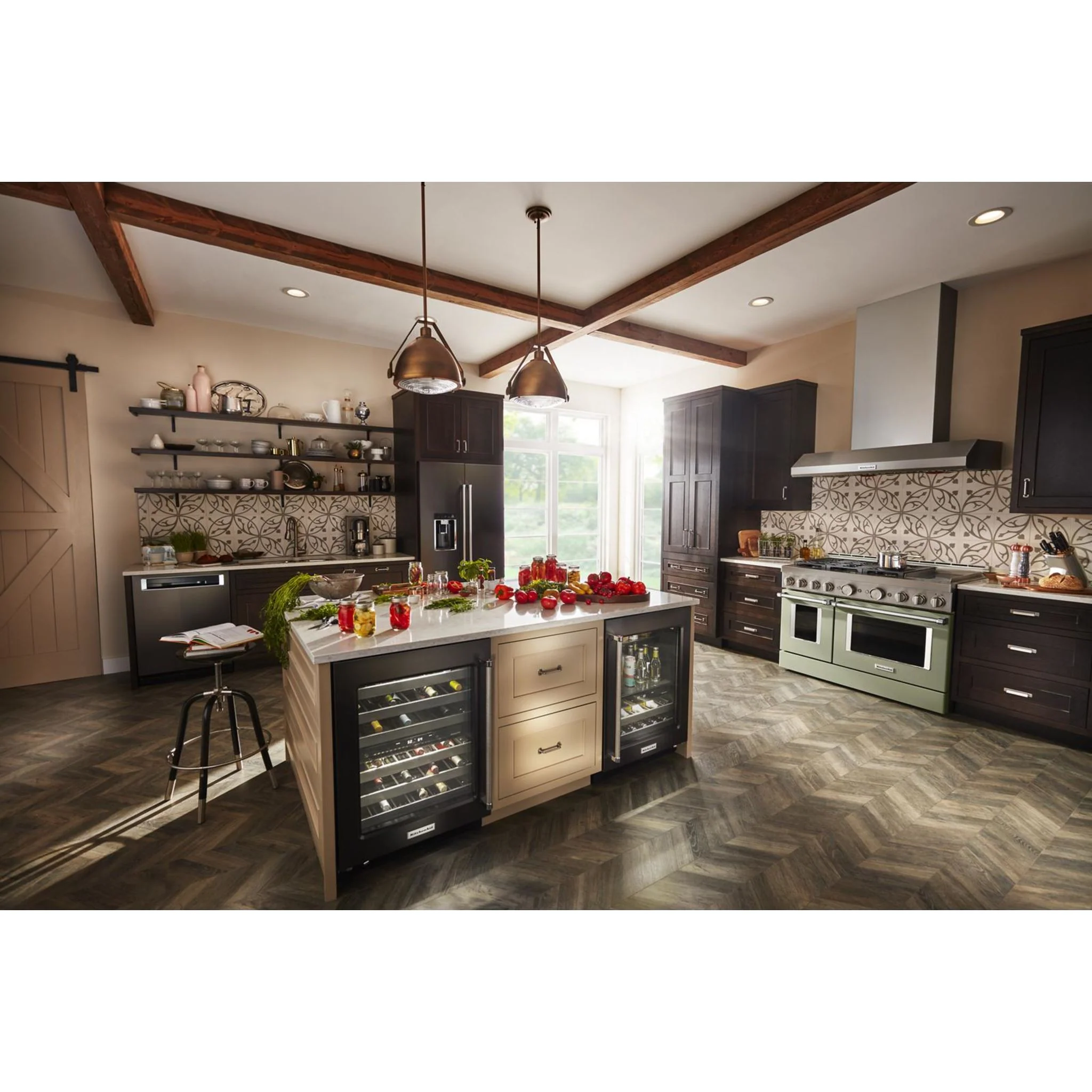 KitchenAid 48'' Smart Commercial-Style Gas Range with Griddle - Avocado Cream (KFGC558JAV) - Image 43