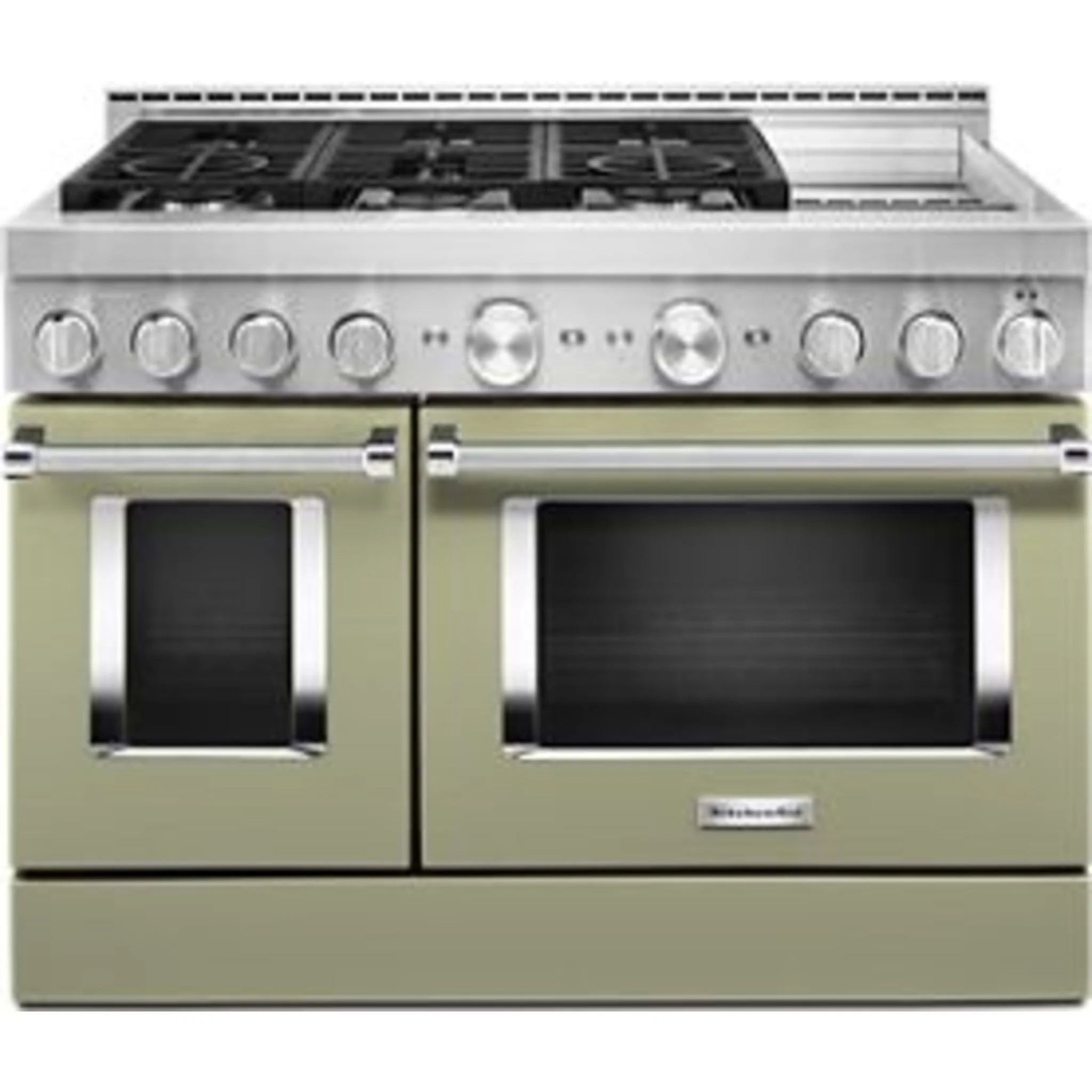 KitchenAid 48'' Smart Commercial-Style Gas Range with Griddle - Avocado Cream (KFGC558JAV) - Image 44