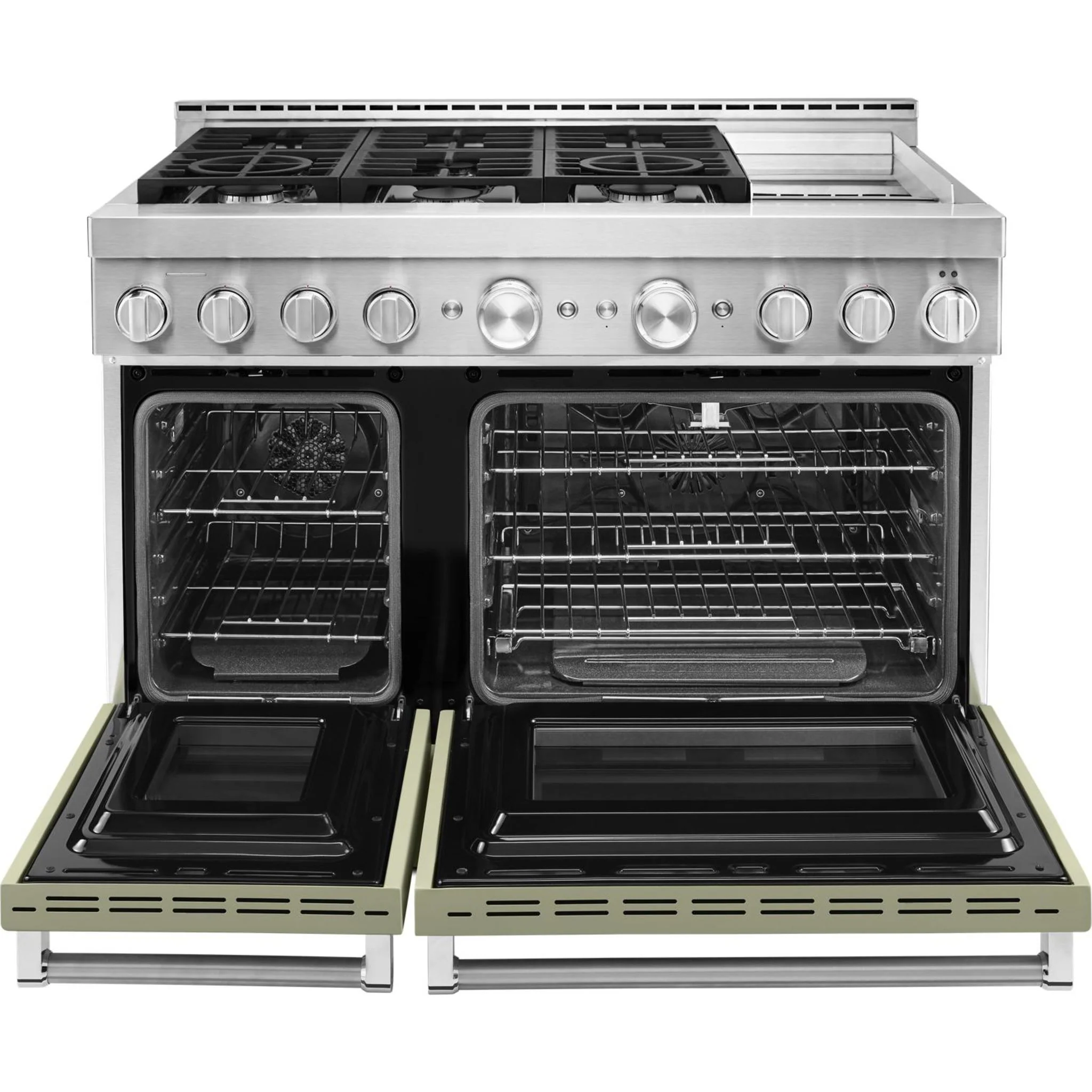 KitchenAid 48'' Smart Commercial-Style Gas Range with Griddle - Avocado Cream (KFGC558JAV) - Image 8