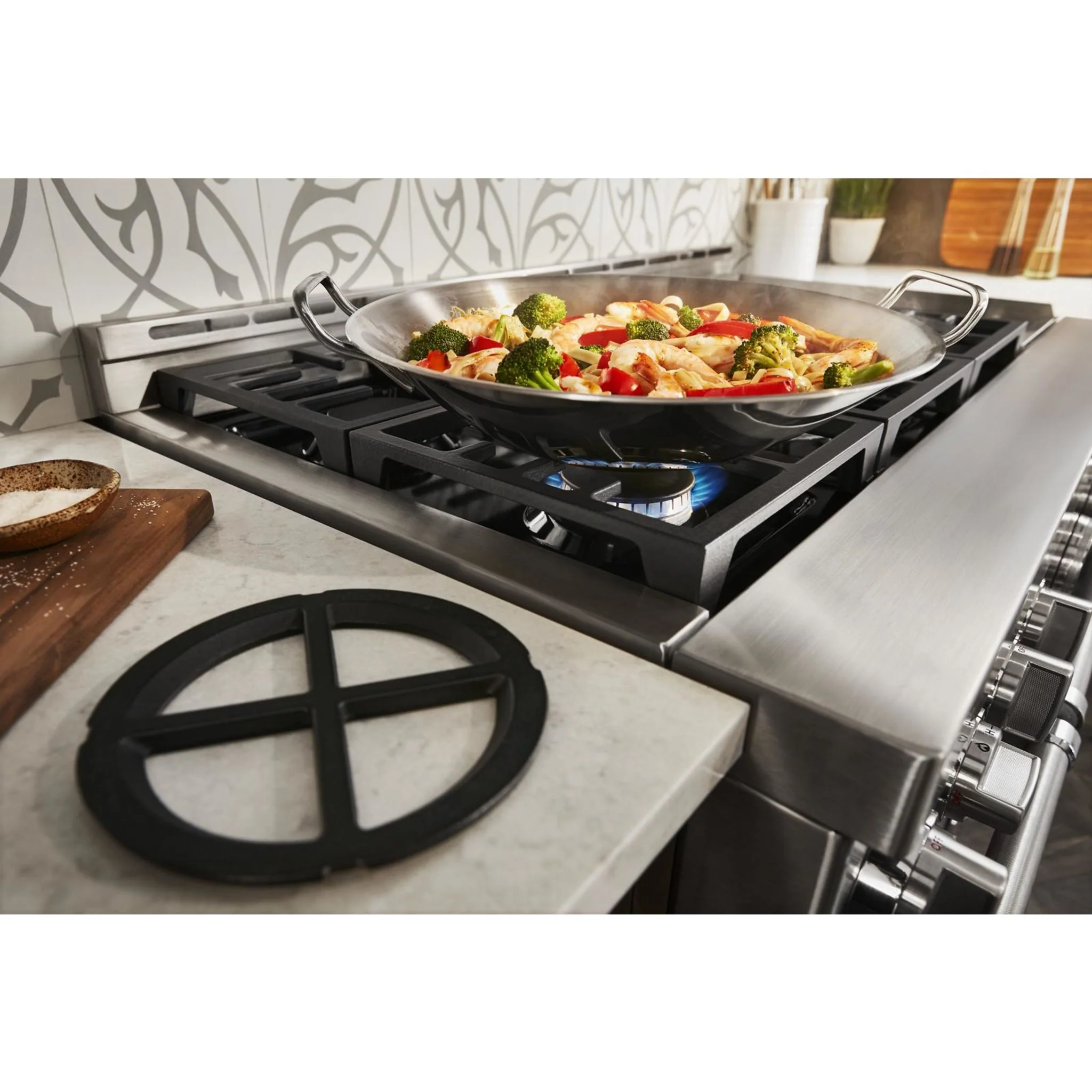 KitchenAid 48'' Smart Commercial-Style Gas Range with Griddle - Misty Blue (KFGC558JMB) - Image 45