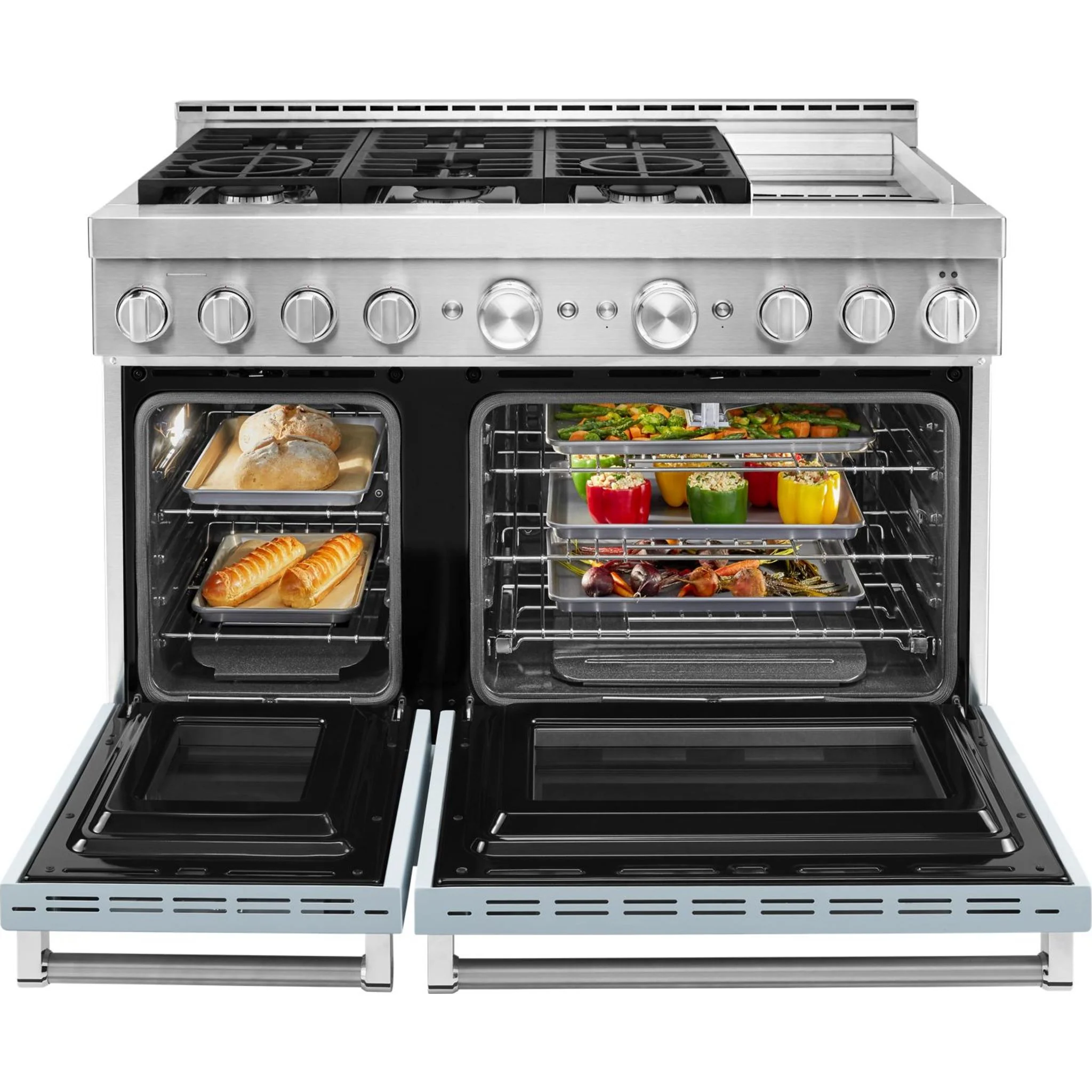 KitchenAid 48'' Smart Commercial-Style Gas Range with Griddle - Misty Blue (KFGC558JMB) - Image 52
