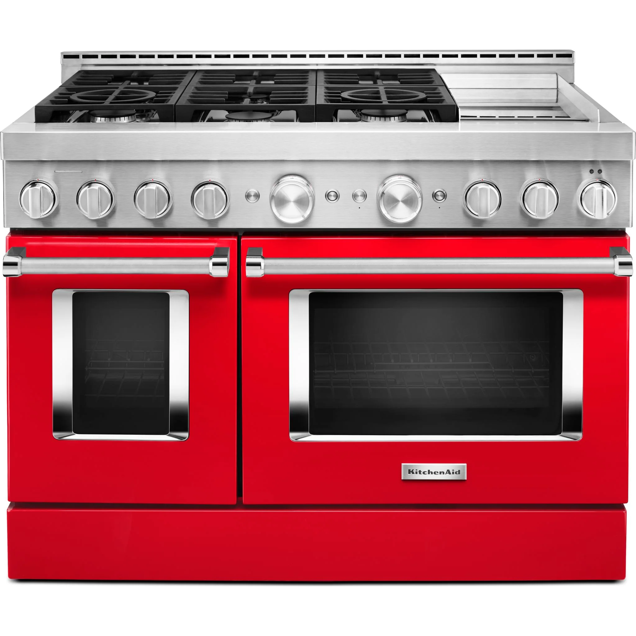 KitchenAid 48'' Smart Commercial-Style Gas Range with Griddle - Passion Red (KFGC558JPA)