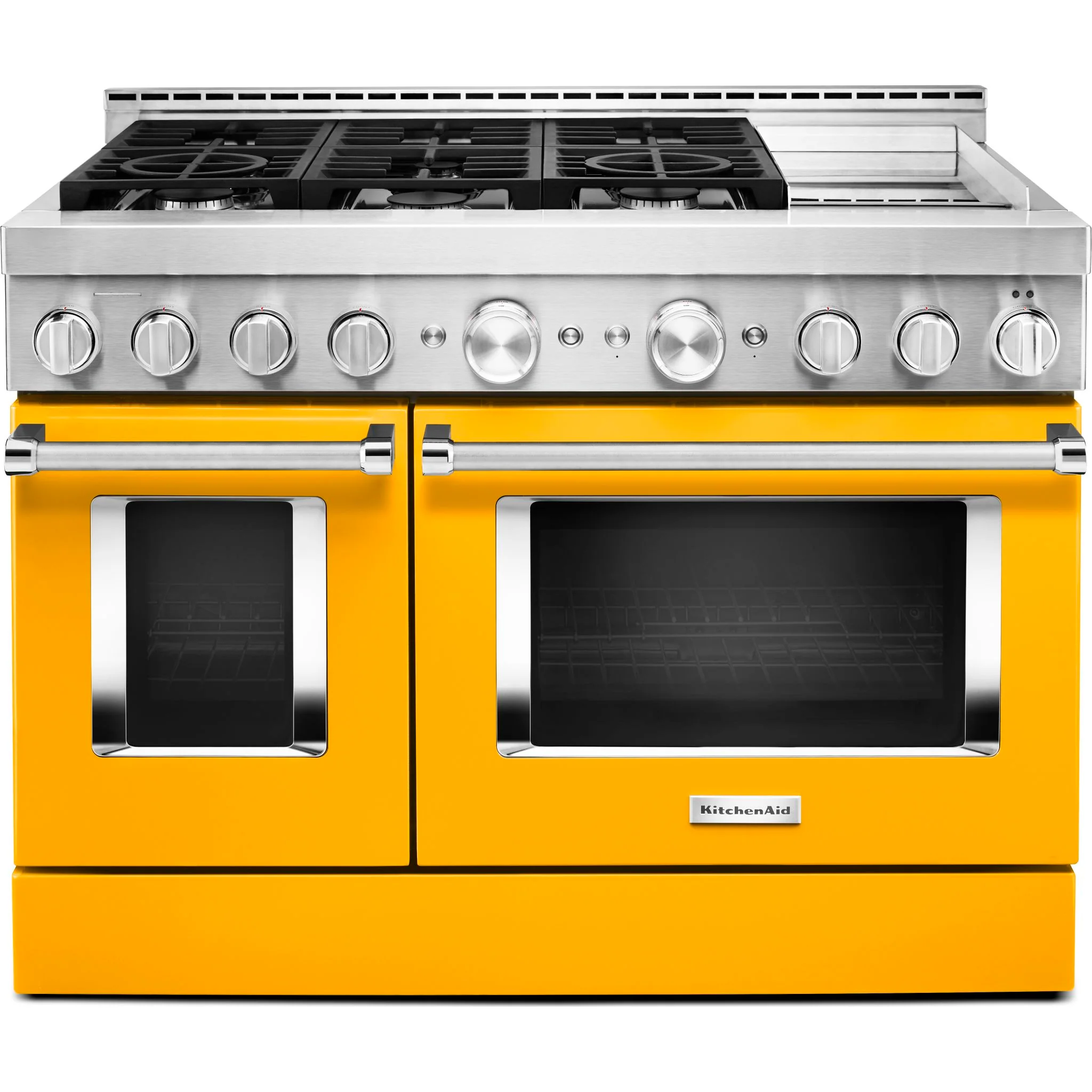 KitchenAid 48'' Smart Commercial-Style Gas Range with Griddle - Yellow Pepper (KFGC558JYP)