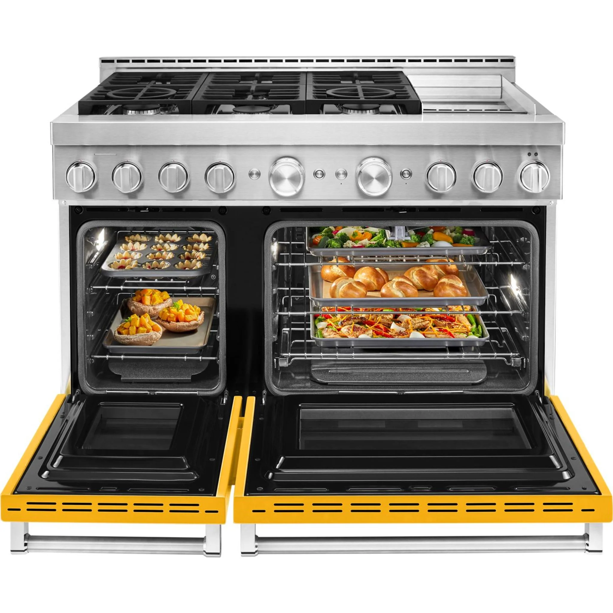KitchenAid 48'' Smart Commercial-Style Gas Range with Griddle - Yellow Pepper (KFGC558JYP) - Image 11