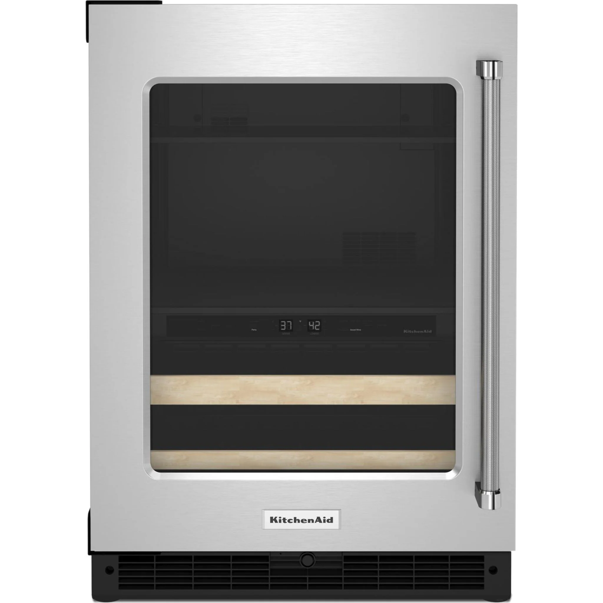 KitchenAid 24" Beverage Center with Glass Door and Wood-Front Racks - Stainless Steel (KUBL214KSB)