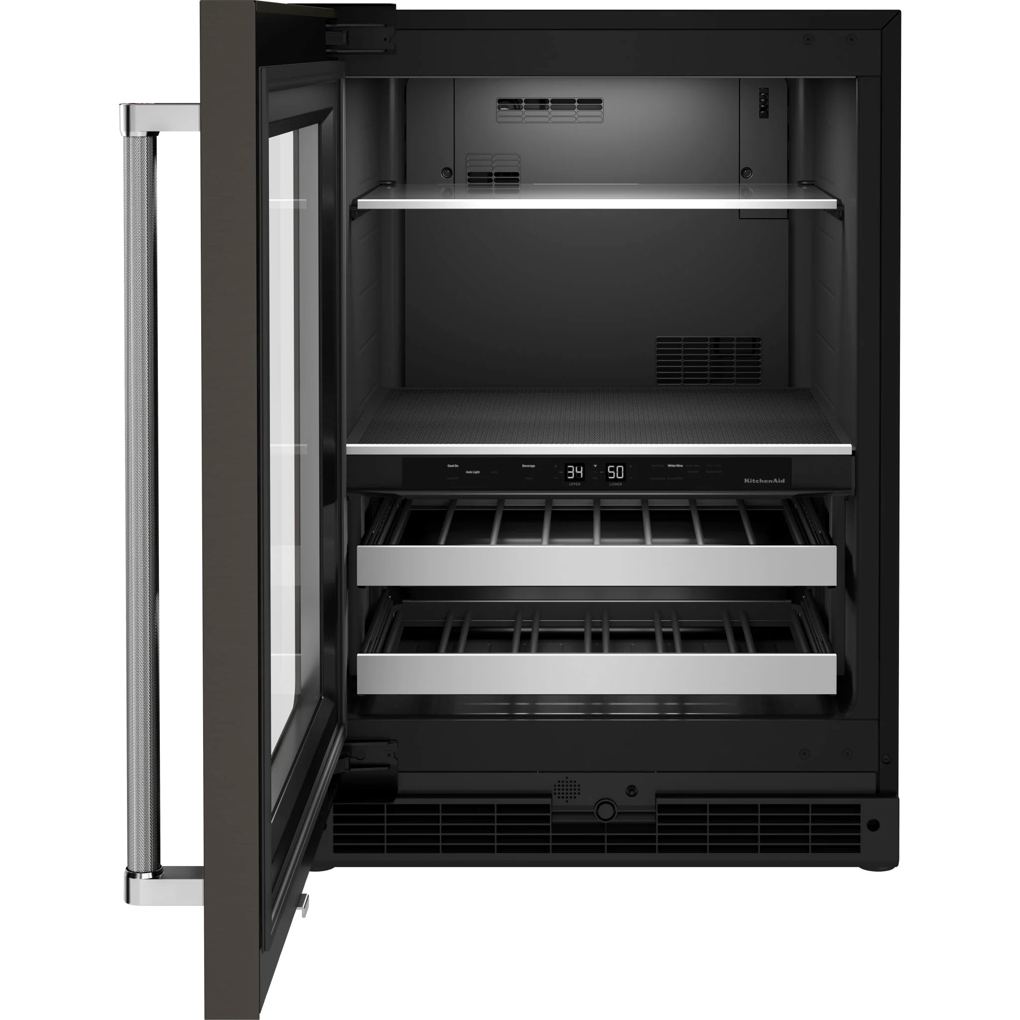 KitchenAid 24" Beverage Center with Glass Door and Metal-Front Racks and PrintShield Finish - Black Stainless Steel with PrintShield™ Finish (KUBL314KBS) - Image 4